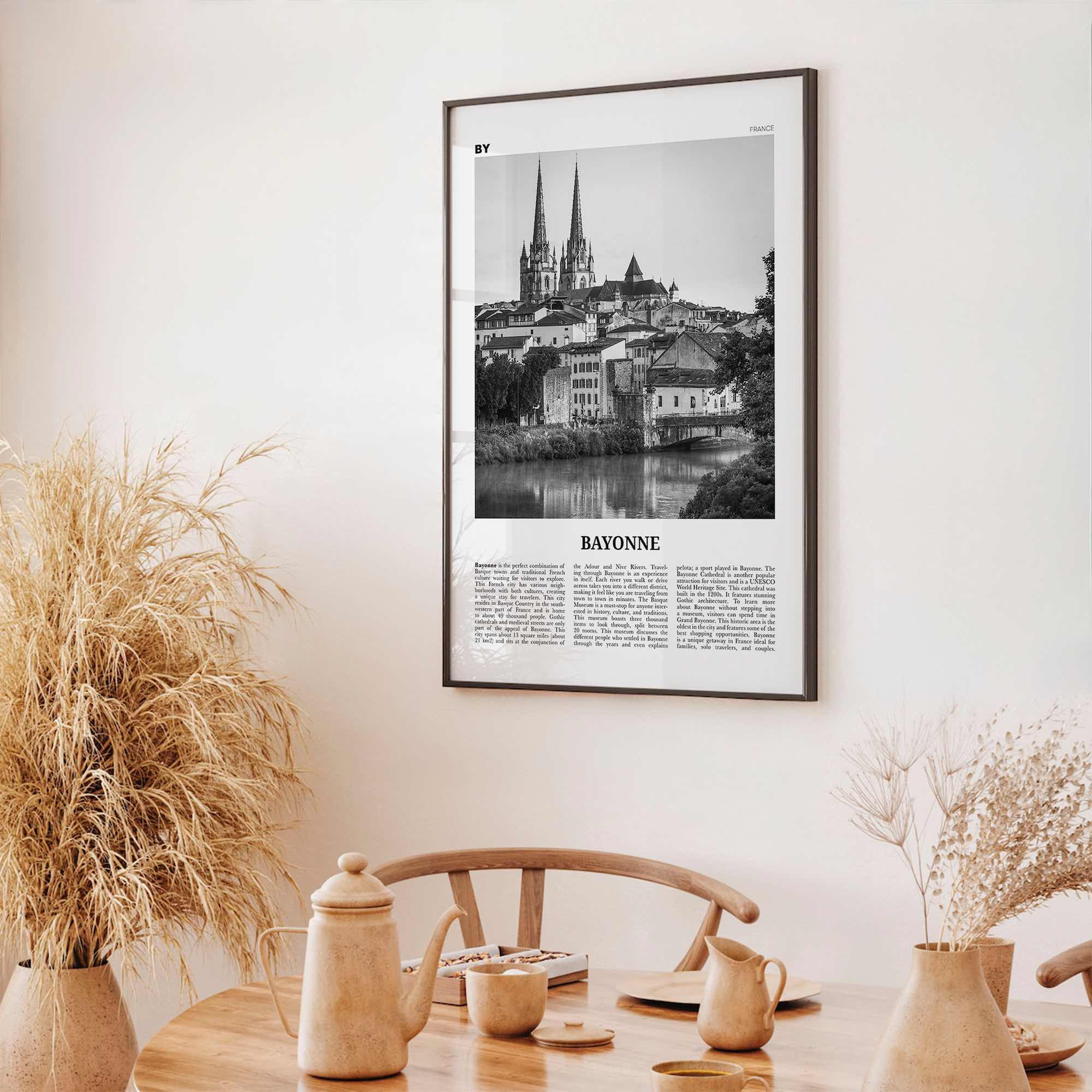 Bayonne Print Black and White France, Bayonne Wall Art, Bayonne Poster, Bayonne Photo, Bayonne Wall Décor, Bayonne Map, France