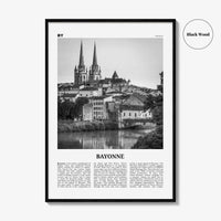 Bayonne Print Black and White France, Bayonne Wall Art, Bayonne Poster, Bayonne Photo, Bayonne Wall Décor, Bayonne Map, France