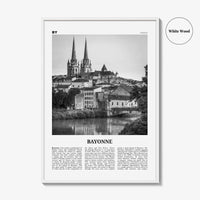 Bayonne Print Black and White France, Bayonne Wall Art, Bayonne Poster, Bayonne Photo, Bayonne Wall Décor, Bayonne Map, France