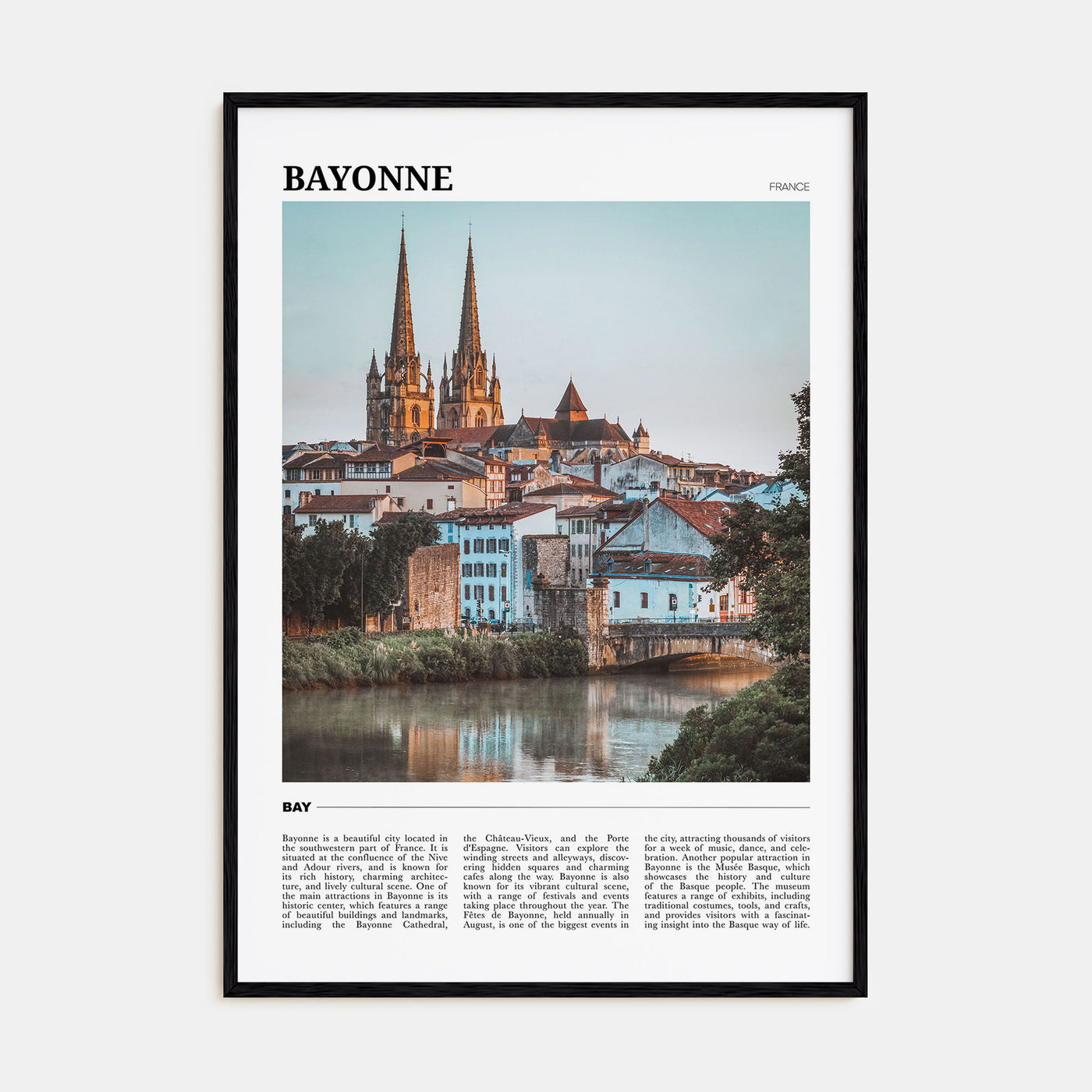 Bayonne, France Travel Color Poster