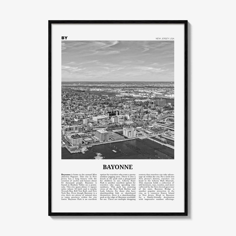 Bayonne Print Black and White New Jersey, Bayonne Wall Art, Bayonne Poster, Bayonne Photo, Bayonne Wall Décor, Bayonne Map, New Jersey, USA