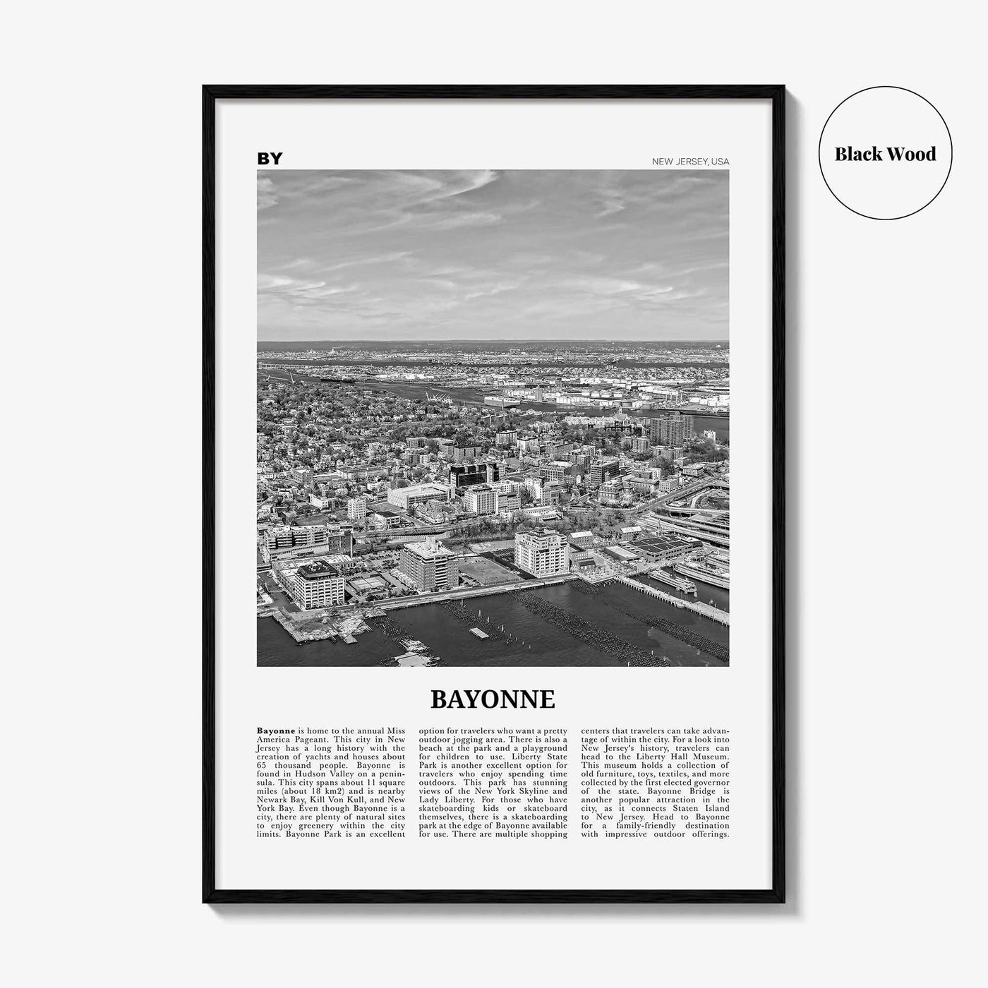 Bayonne Print Black and White New Jersey, Bayonne Wall Art, Bayonne Poster, Bayonne Photo, Bayonne Wall Décor, Bayonne Map, New Jersey, USA