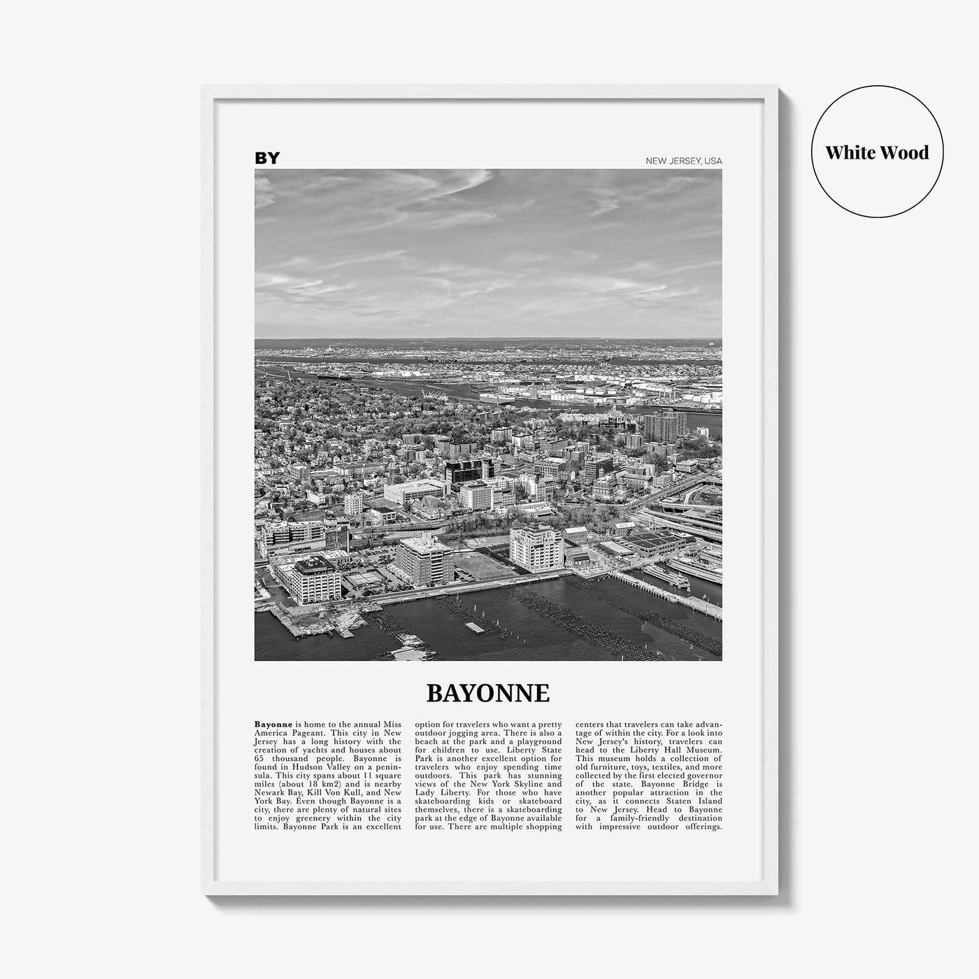 Bayonne Print Black and White New Jersey, Bayonne Wall Art, Bayonne Poster, Bayonne Photo, Bayonne Wall Décor, Bayonne Map, New Jersey, USA