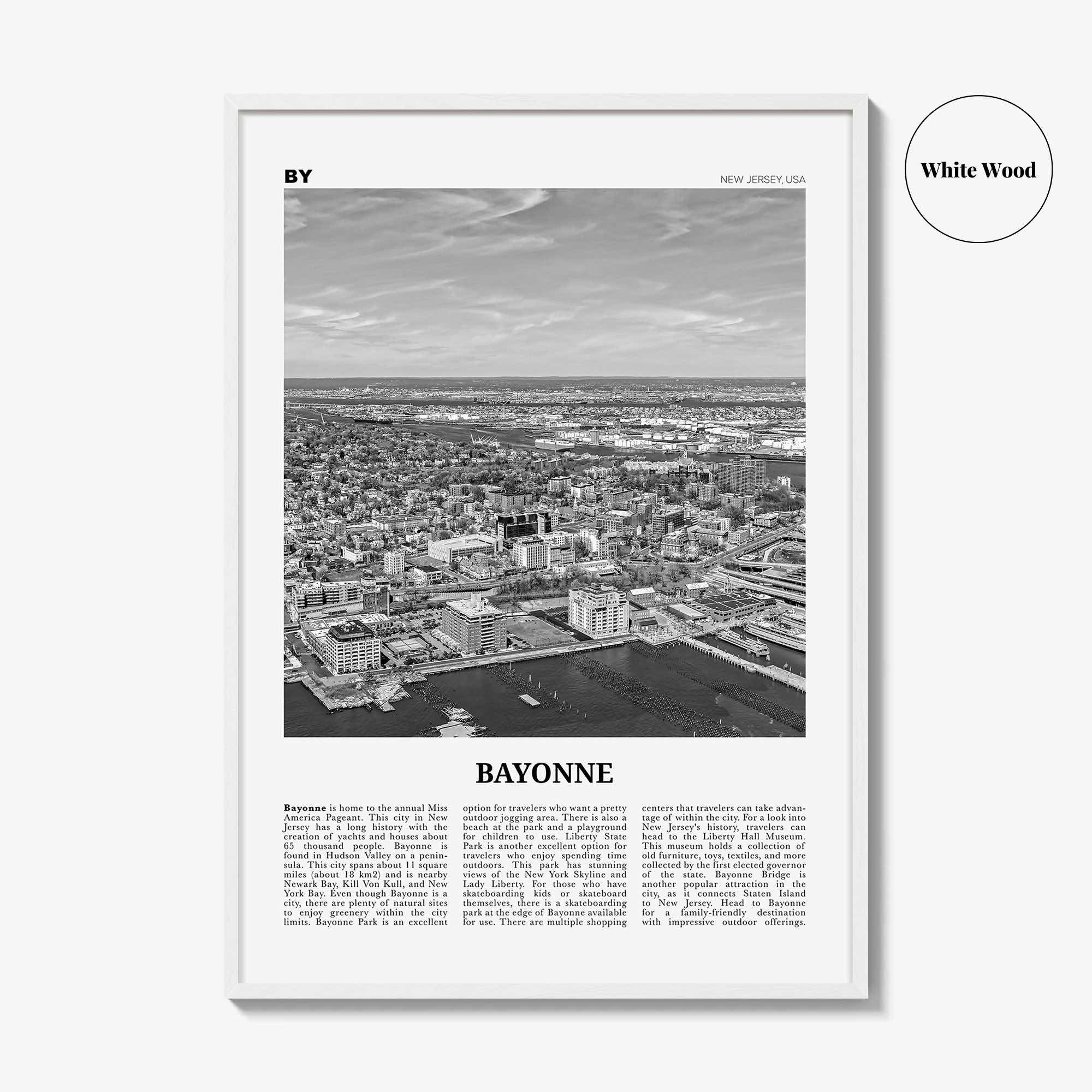 Bayonne Print Black and White New Jersey, Bayonne Wall Art, Bayonne Poster, Bayonne Photo, Bayonne Wall Décor, Bayonne Map, New Jersey, USA