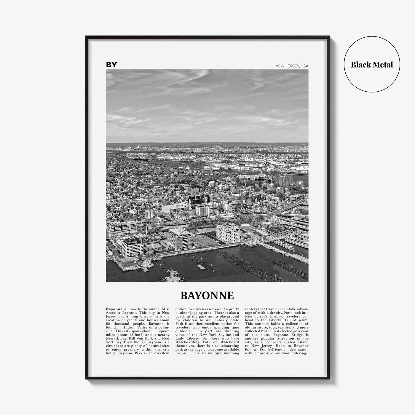 Bayonne Print Black and White New Jersey, Bayonne Wall Art, Bayonne Poster, Bayonne Photo, Bayonne Wall Décor, Bayonne Map, New Jersey, USA