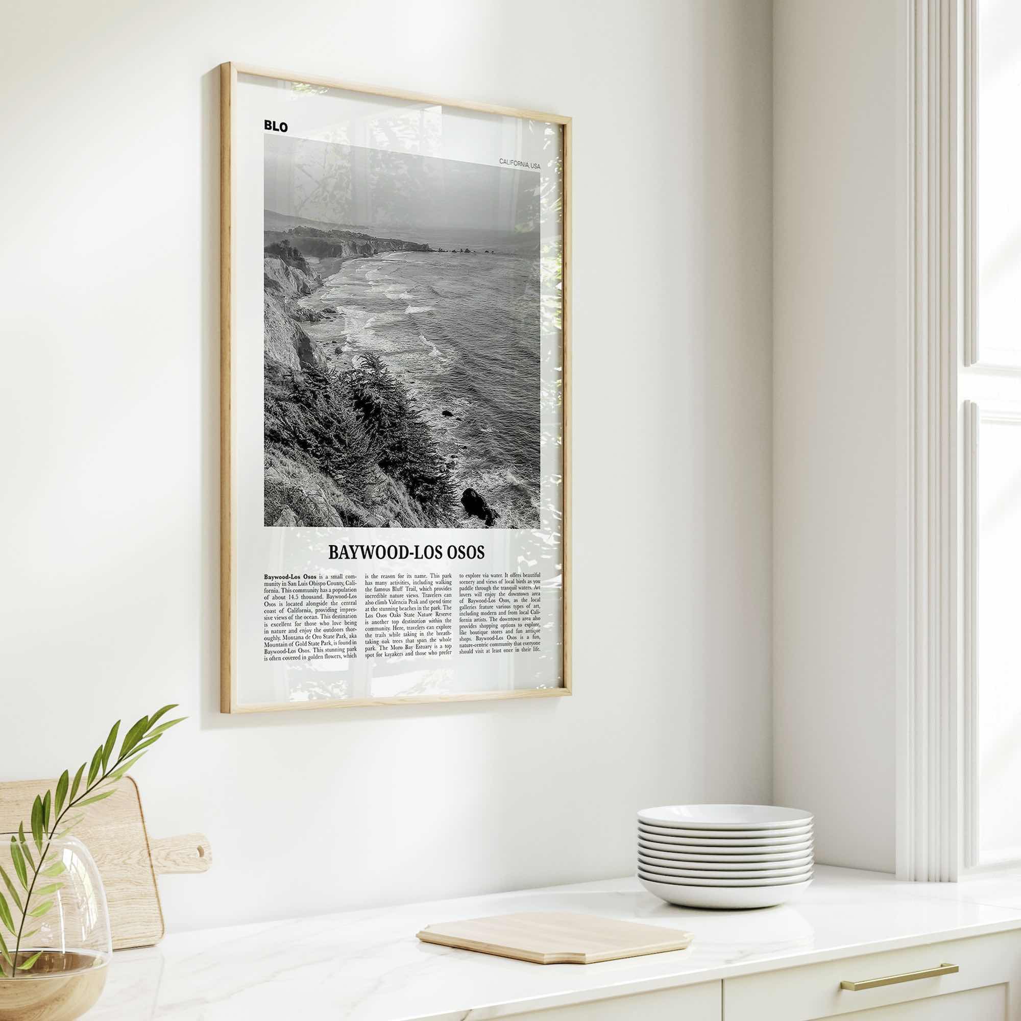 Baywood Los Osos Print Black and White, Baywood-Los Osos Wall Art, Baywood-Los Osos Poster, Baywood-Los Osos Photo, California, USA