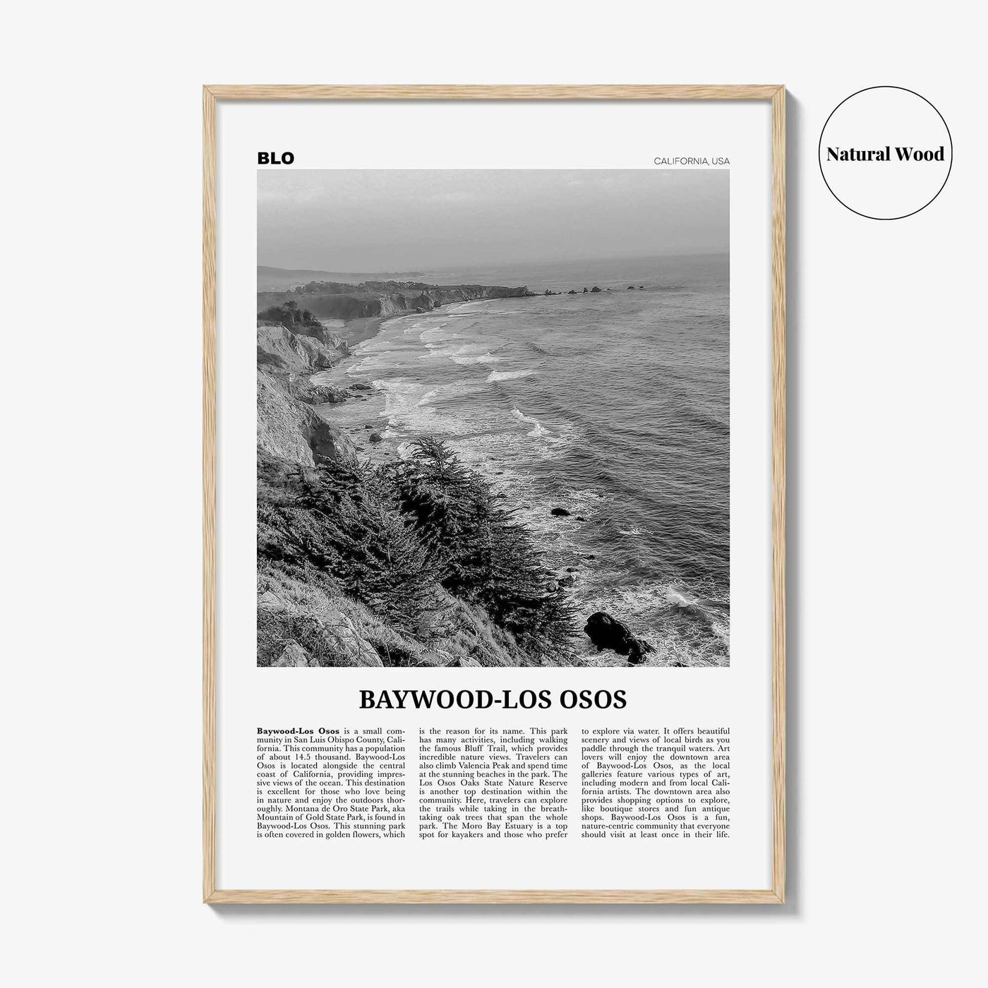 Baywood Los Osos Print Black and White, Baywood-Los Osos Wall Art, Baywood-Los Osos Poster, Baywood-Los Osos Photo, California, USA