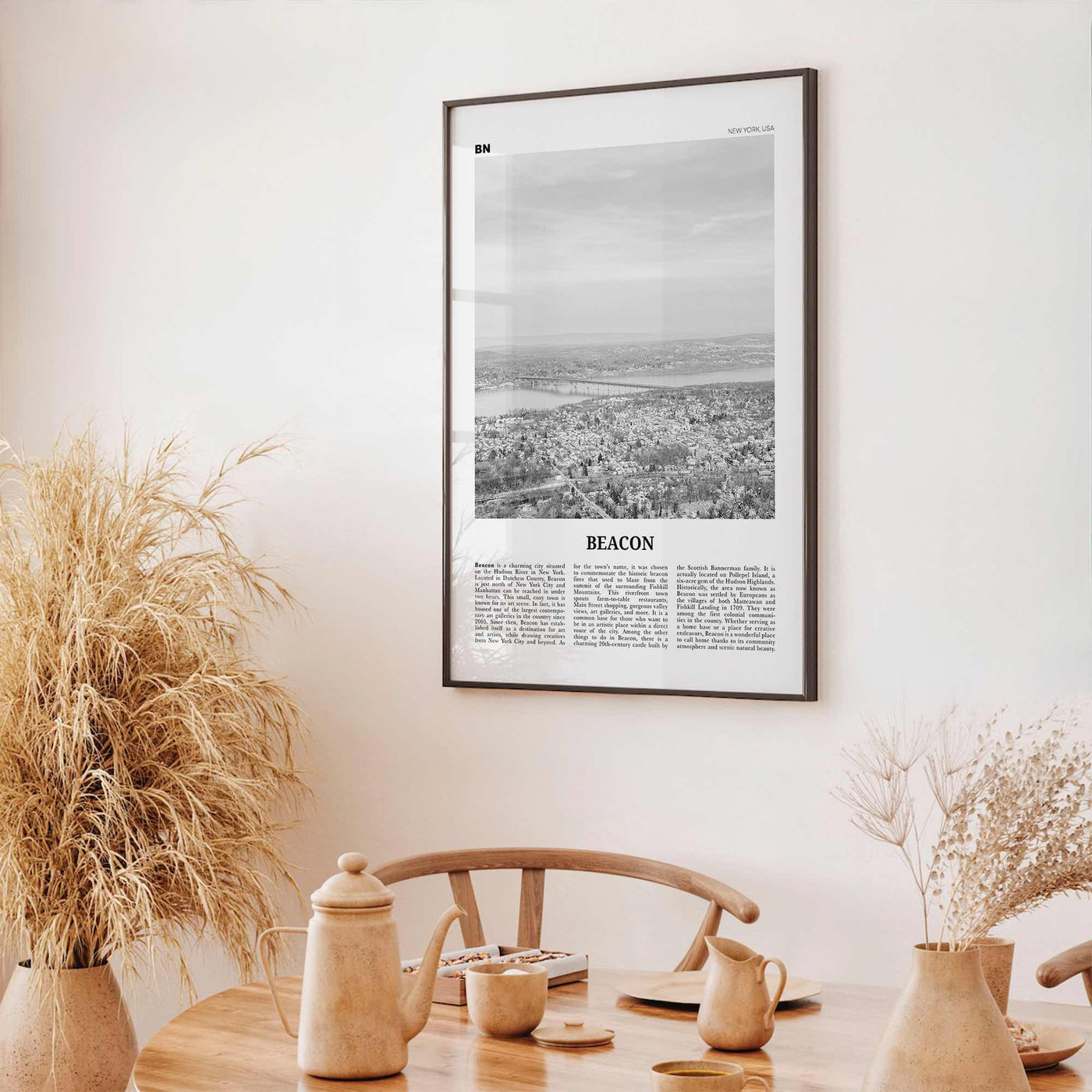 Beacon Print Black and White, Beacon Wall Art, Beacon Poster, Beacon Photo, Beacon Wall Décor, Beacon Map, New York, USA