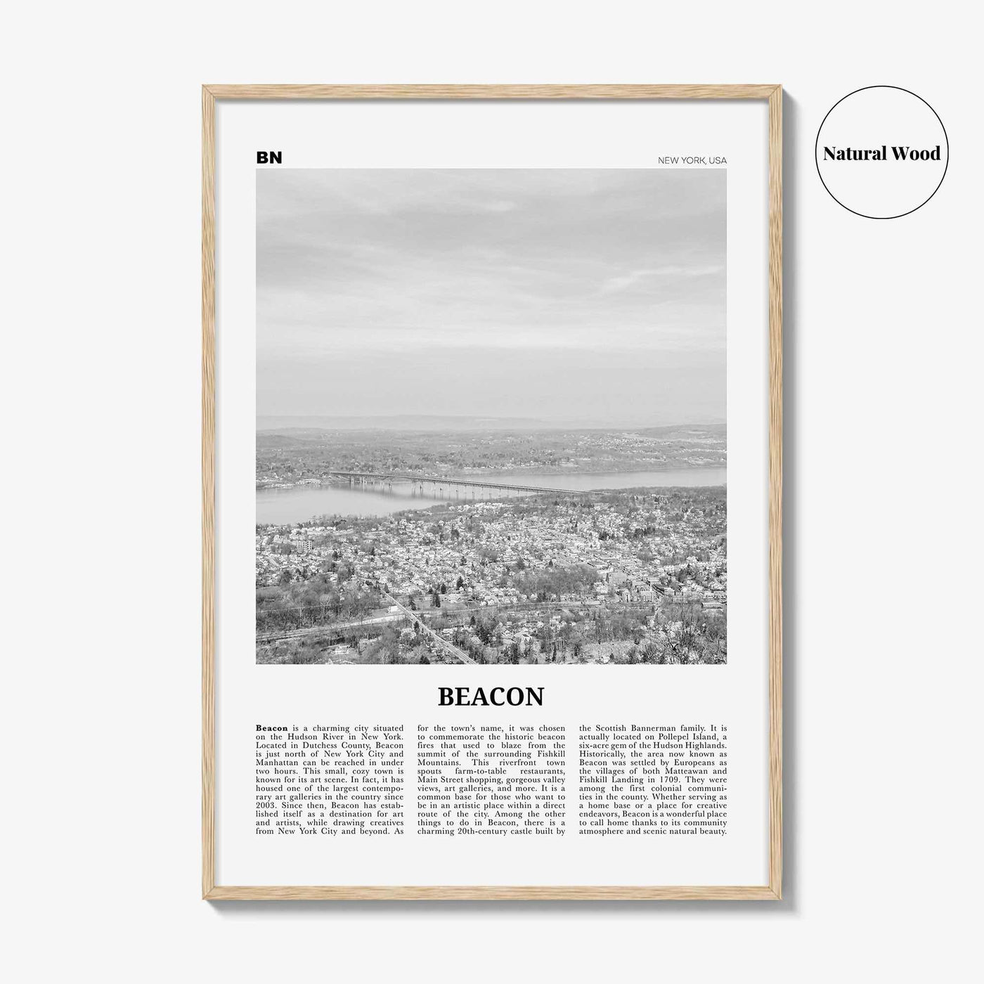 Beacon Print Black and White, Beacon Wall Art, Beacon Poster, Beacon Photo, Beacon Wall Décor, Beacon Map, New York, USA