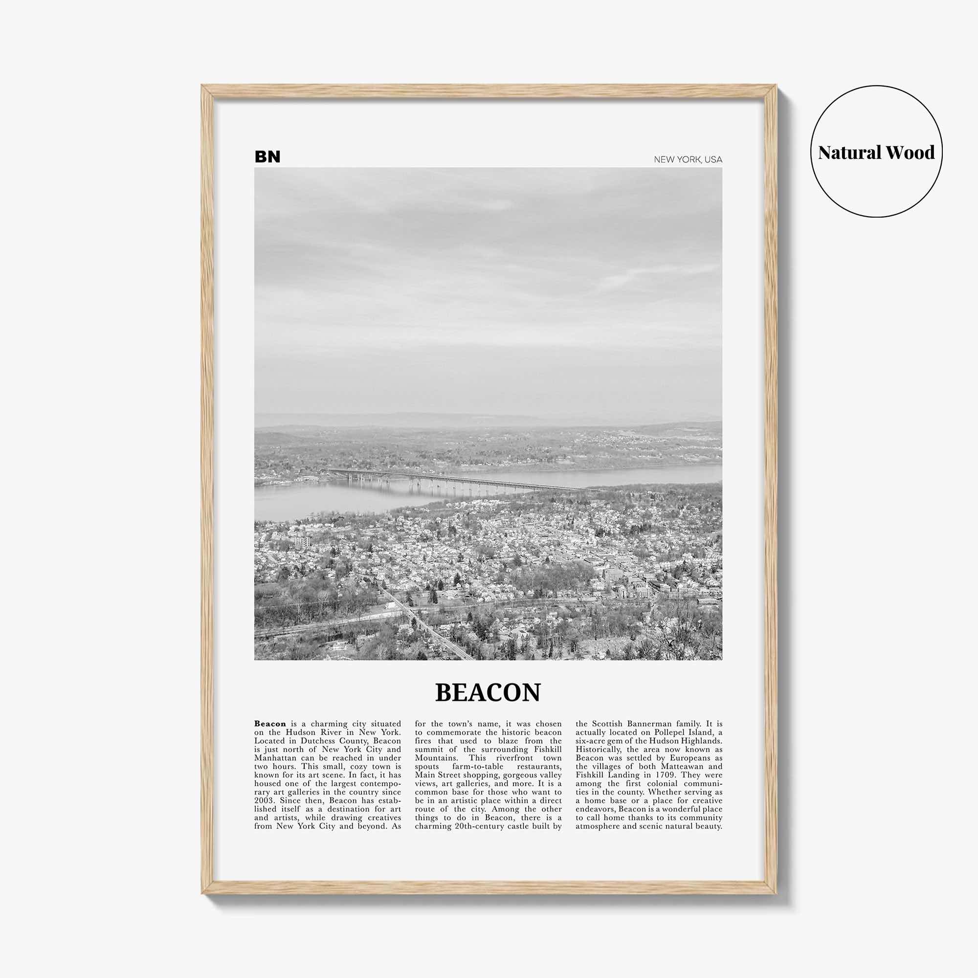 Beacon Print Black and White, Beacon Wall Art, Beacon Poster, Beacon Photo, Beacon Wall Décor, Beacon Map, New York, USA