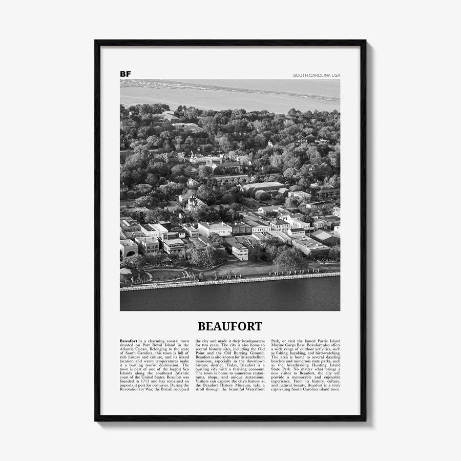 Beaufort Print Black and White South Carolina, Beaufort Wall Art, Beaufort Poster, Beaufort Photo, Beaufort Wall Décor, Beaufort Map