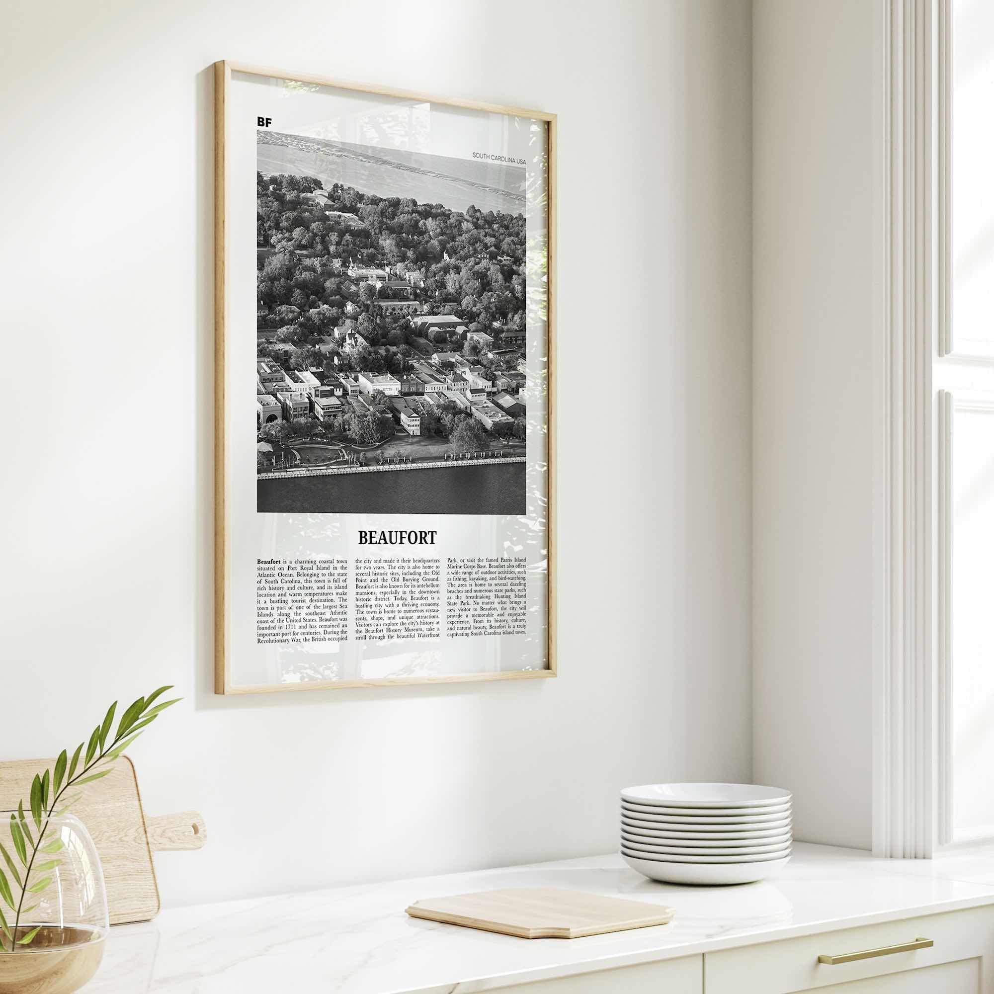 Beaufort Print Black and White South Carolina, Beaufort Wall Art, Beaufort Poster, Beaufort Photo, Beaufort Wall Décor, Beaufort Map