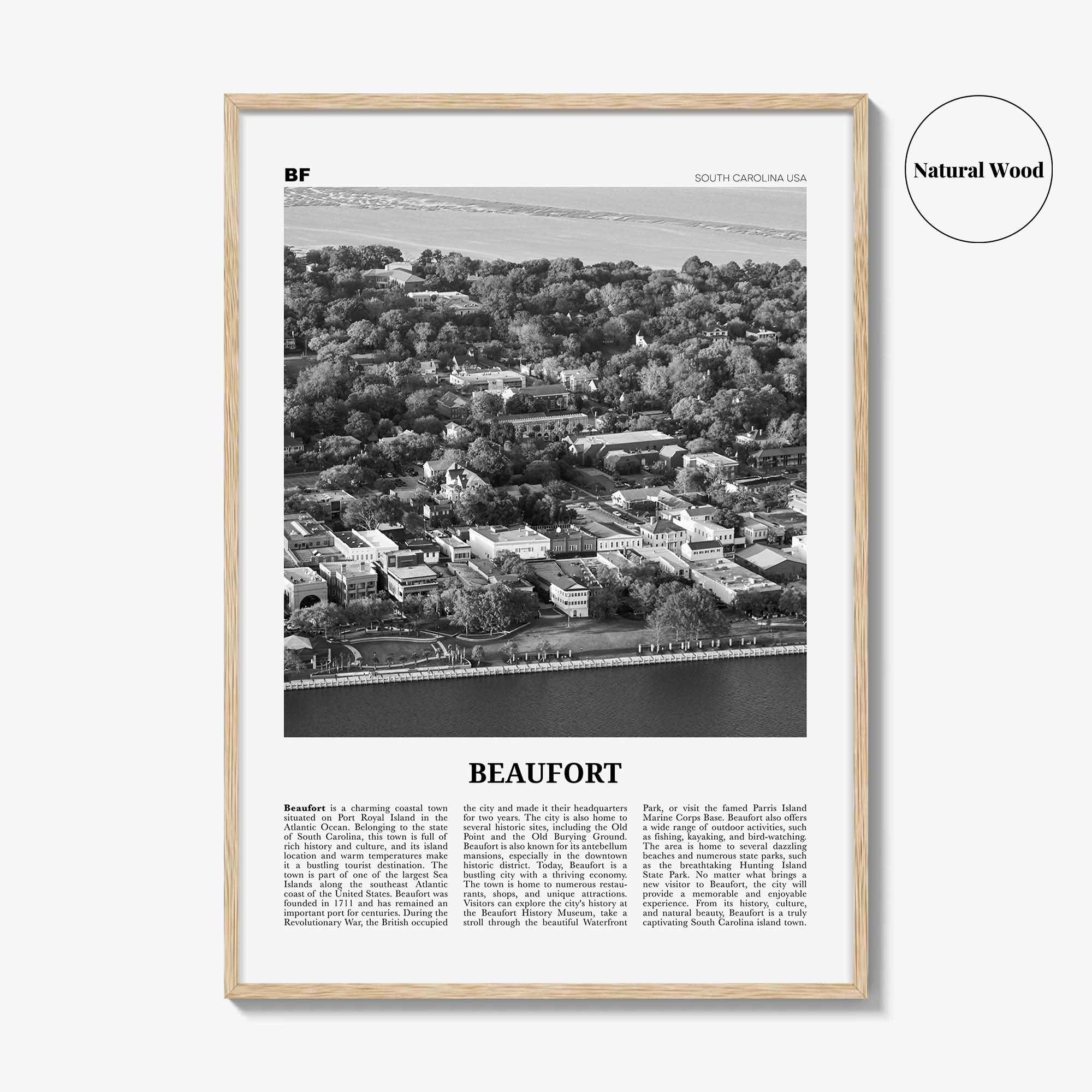 Beaufort Print Black and White South Carolina, Beaufort Wall Art, Beaufort Poster, Beaufort Photo, Beaufort Wall Décor, Beaufort Map