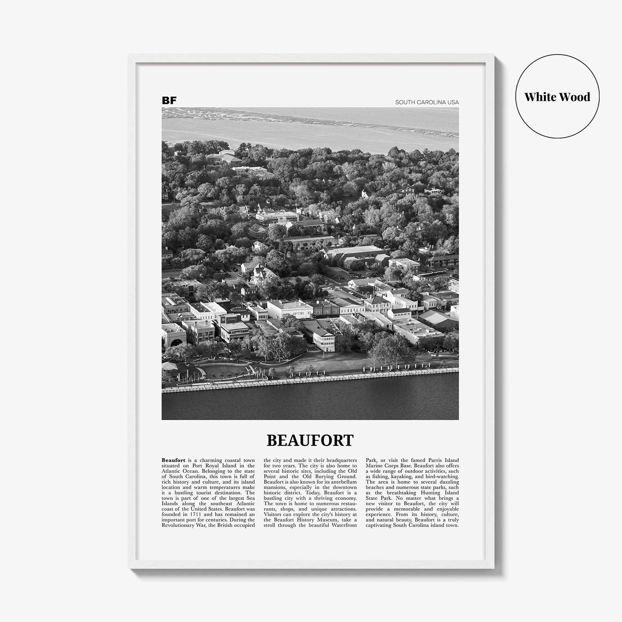 Beaufort Print Black and White South Carolina, Beaufort Wall Art, Beaufort Poster, Beaufort Photo, Beaufort Wall Décor, Beaufort Map