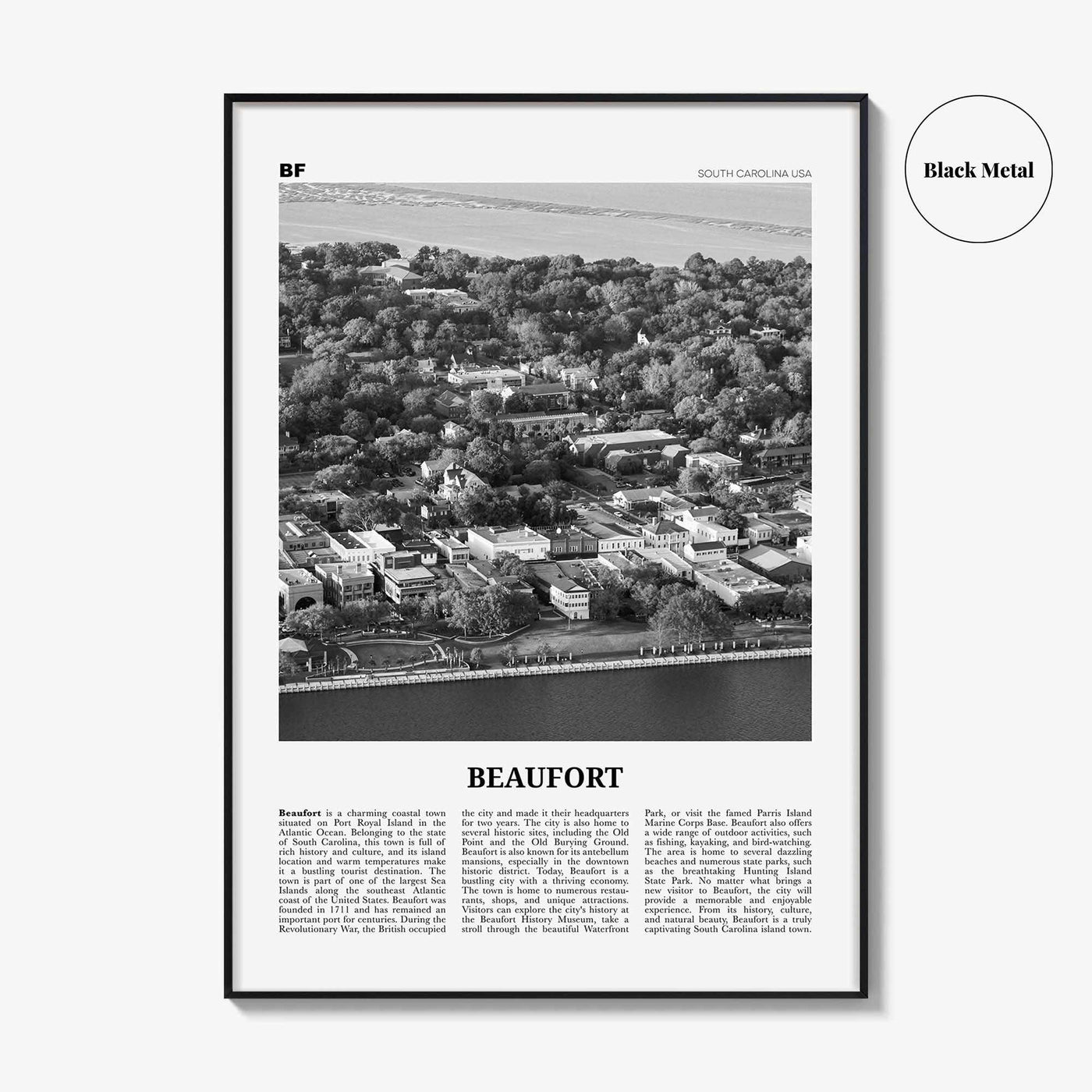 Beaufort Print Black and White South Carolina, Beaufort Wall Art, Beaufort Poster, Beaufort Photo, Beaufort Wall Décor, Beaufort Map