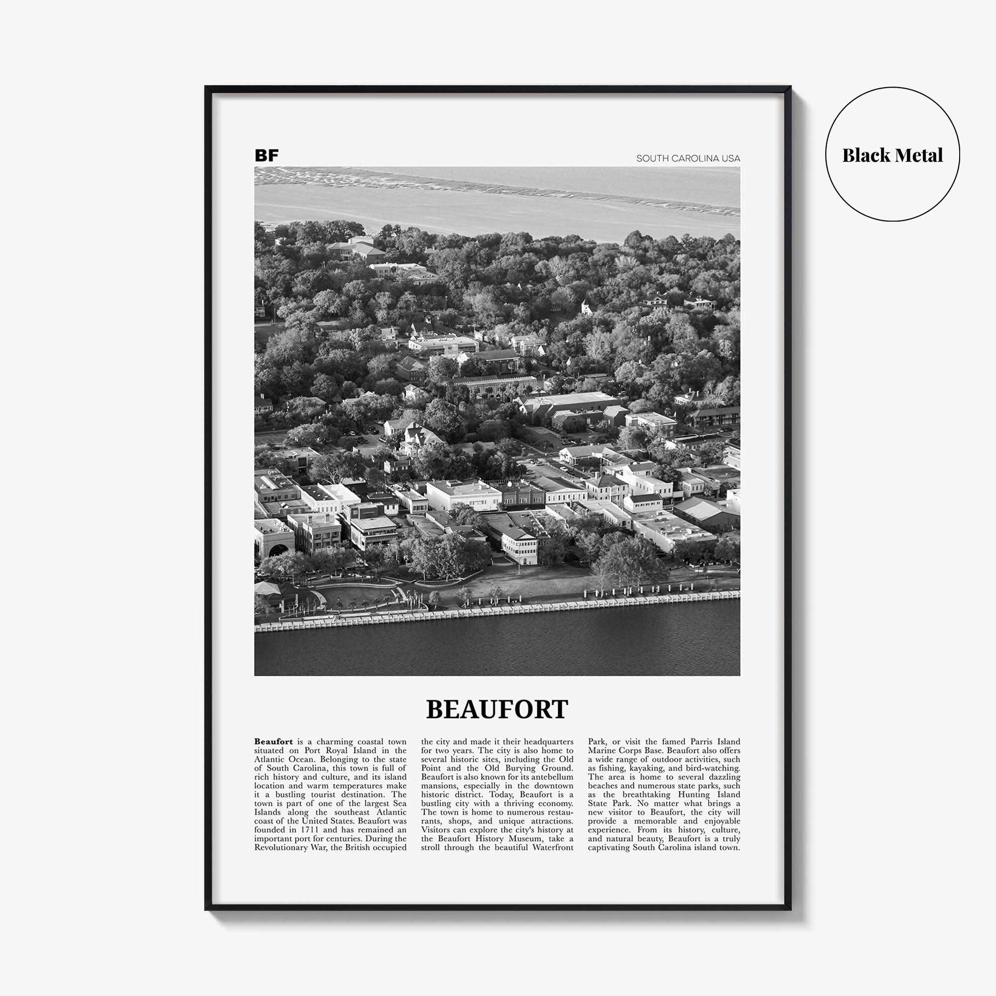 Beaufort Print Black and White South Carolina, Beaufort Wall Art, Beaufort Poster, Beaufort Photo, Beaufort Wall Décor, Beaufort Map