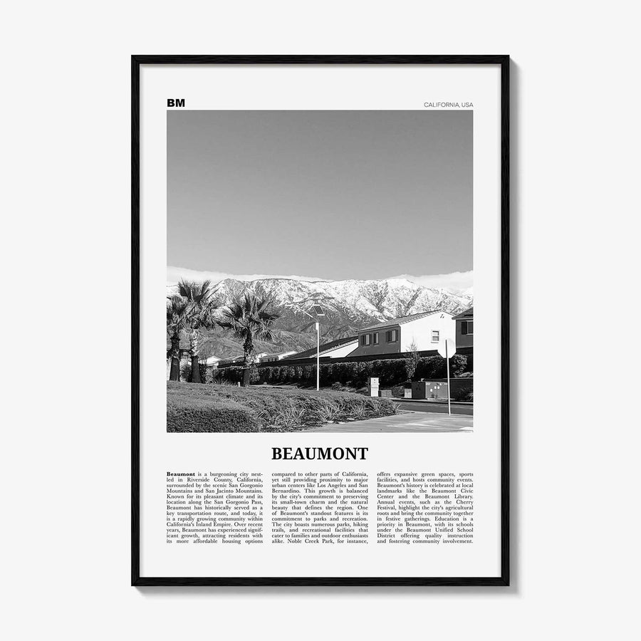 Beaumont Print Black and White California, Beaumont Wall Art, Beaumont Poster, Beaumont Photo, Beaumont Wall Décor,