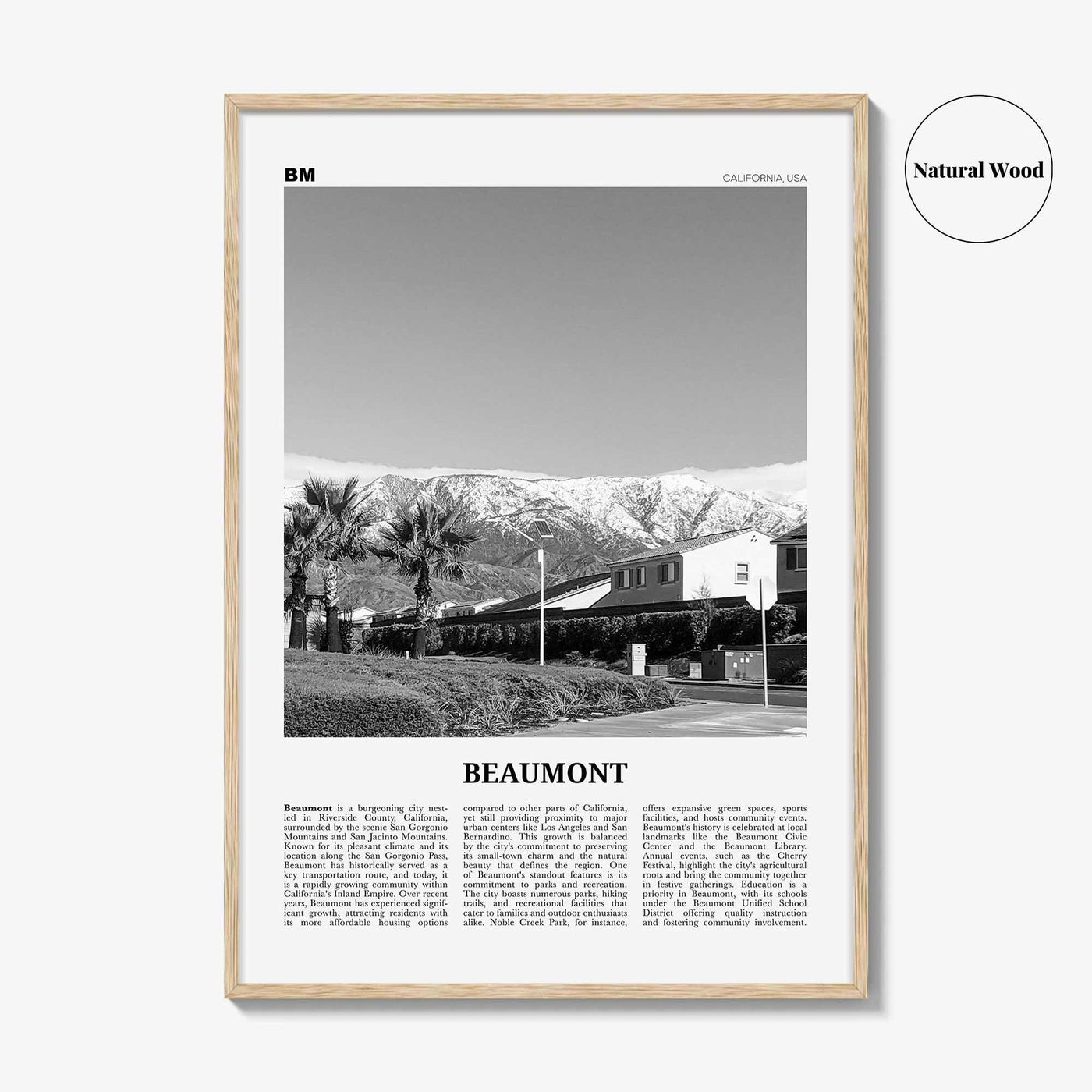Beaumont Print Black and White California, Beaumont Wall Art, Beaumont Poster, Beaumont Photo, Beaumont Wall Décor,