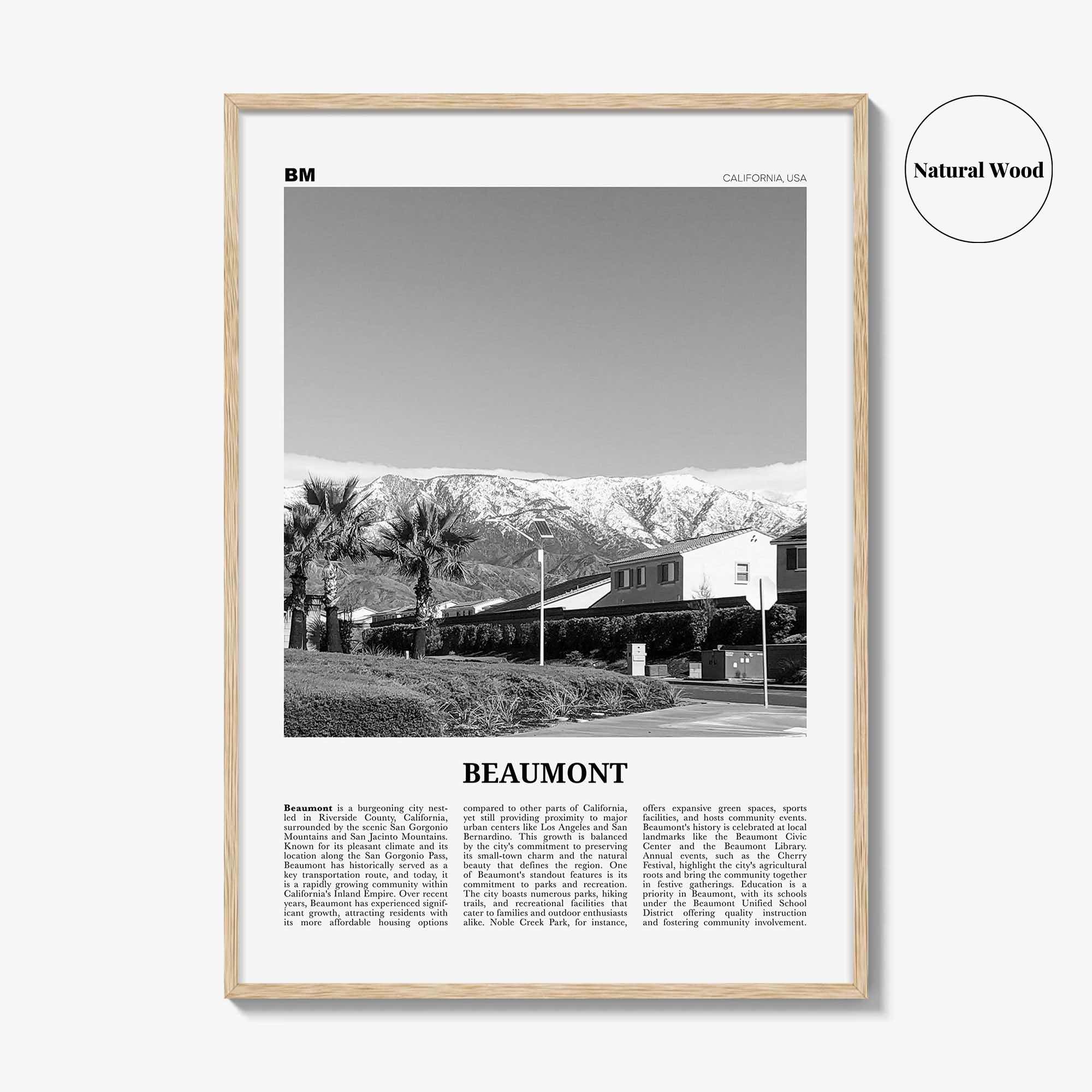 Beaumont Print Black and White California, Beaumont Wall Art, Beaumont Poster, Beaumont Photo, Beaumont Wall Décor,
