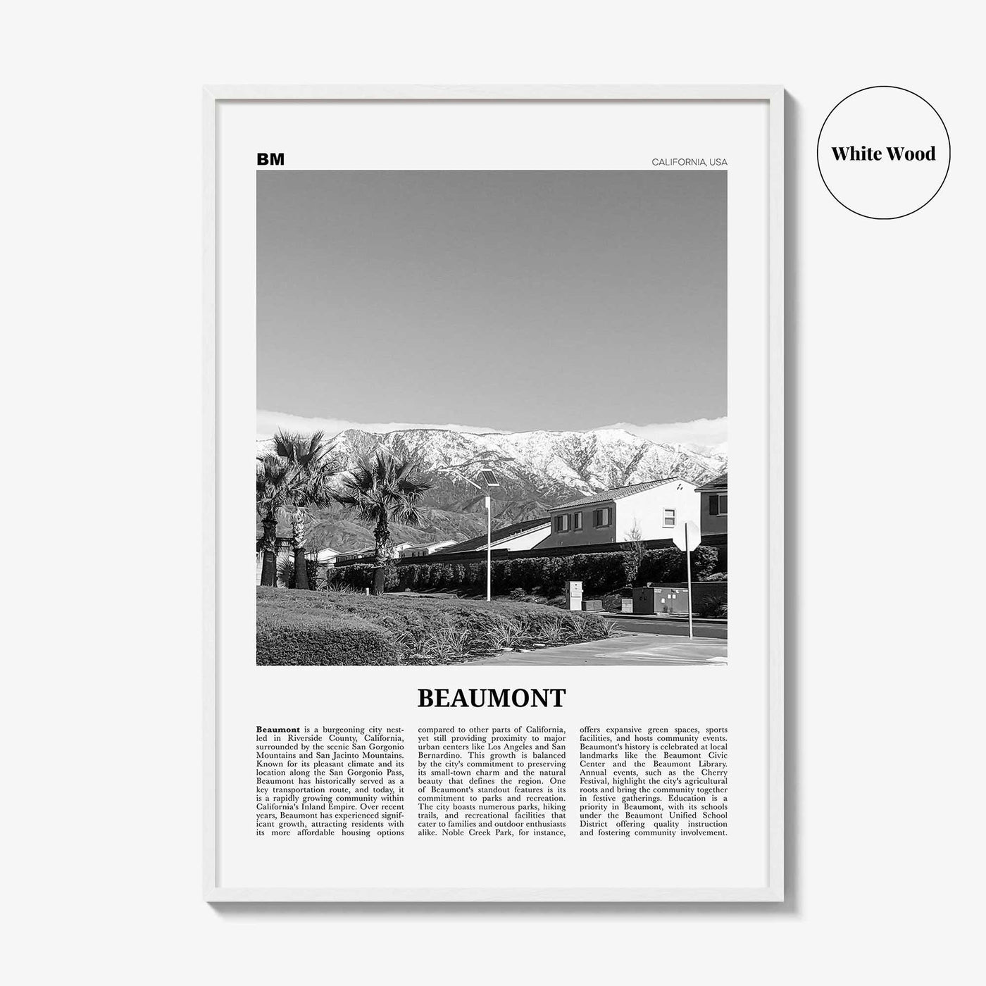 Beaumont Print Black and White California, Beaumont Wall Art, Beaumont Poster, Beaumont Photo, Beaumont Wall Décor,