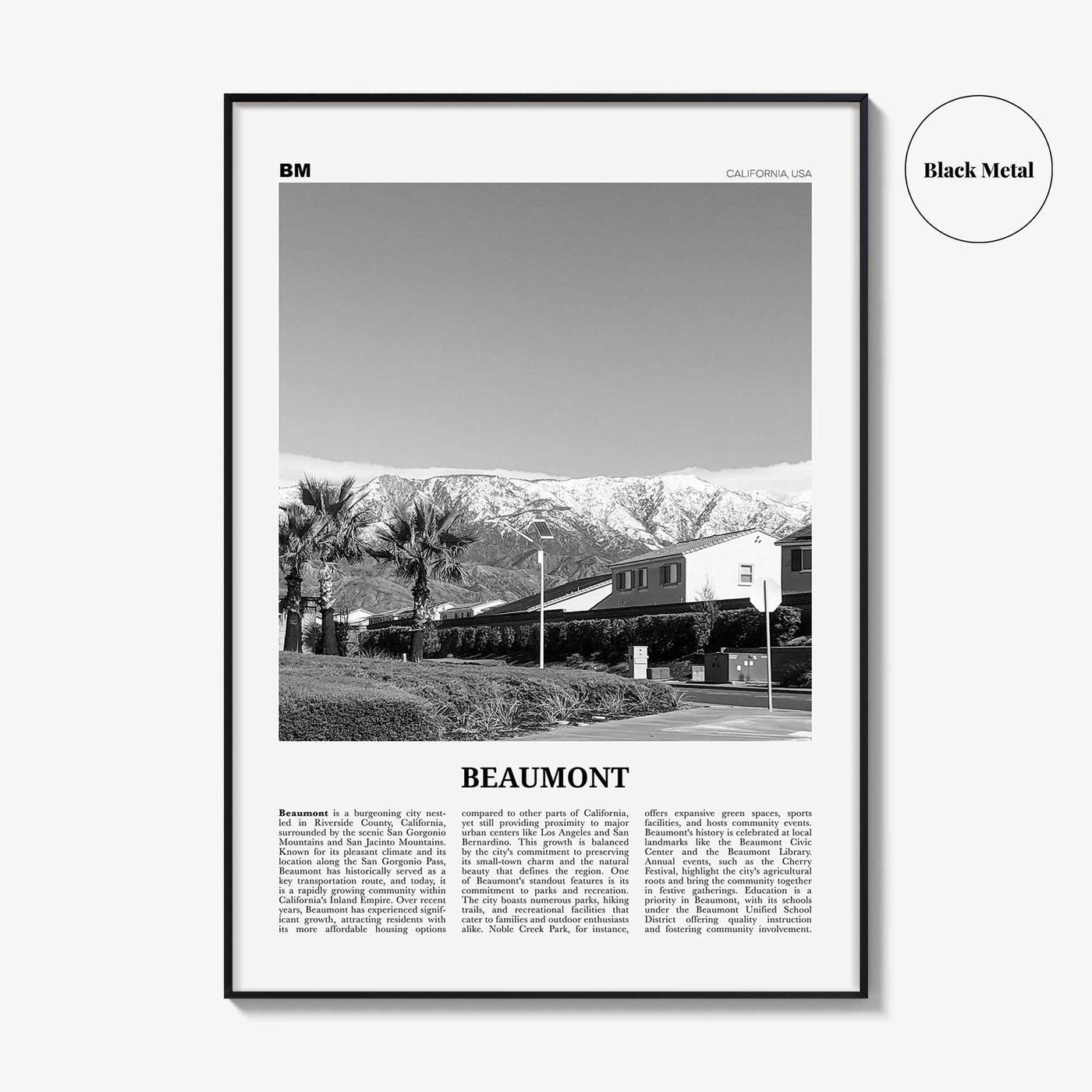 Beaumont Print Black and White California, Beaumont Wall Art, Beaumont Poster, Beaumont Photo, Beaumont Wall Décor,