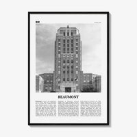 Beaumont Print Black and White Texas, Beaumont Wall Art, Beaumont Poster, Beaumont Photo, Beaumont Wall Décor, Beaumont Map, Texas, USA