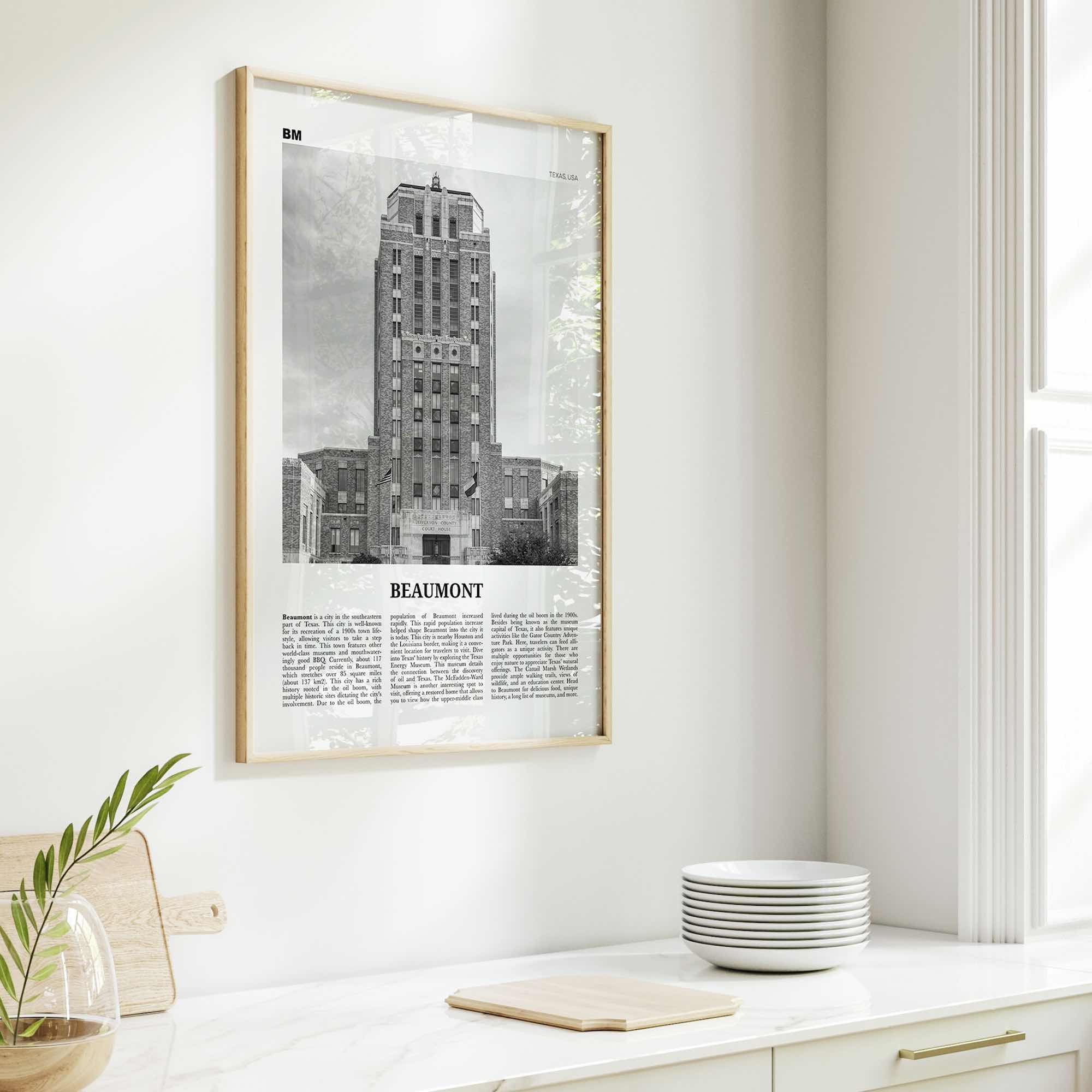 Beaumont Print Black and White Texas, Beaumont Wall Art, Beaumont Poster, Beaumont Photo, Beaumont Wall Décor, Beaumont Map, Texas, USA