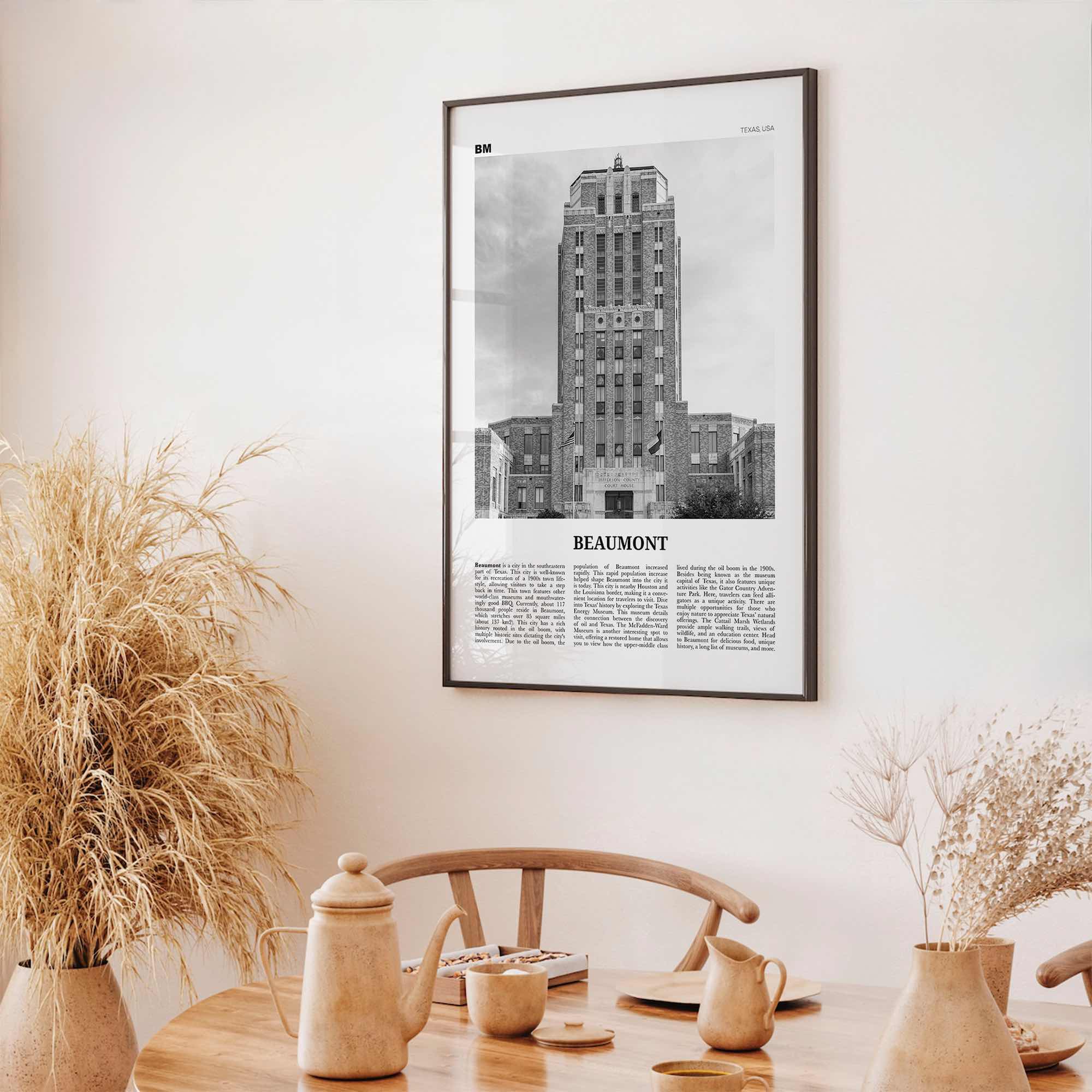 Beaumont Print Black and White Texas, Beaumont Wall Art, Beaumont Poster, Beaumont Photo, Beaumont Wall Décor, Beaumont Map, Texas, USA