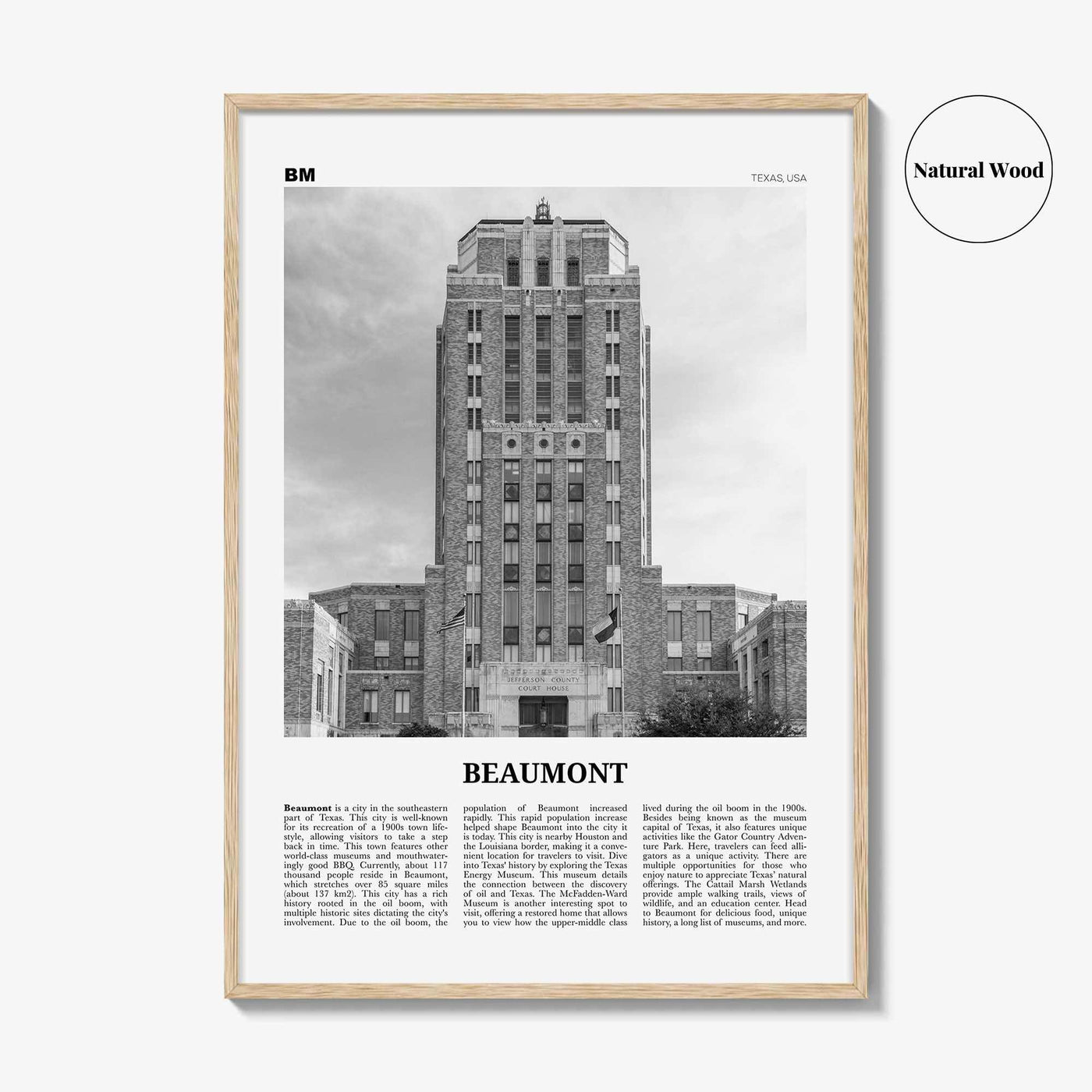 Beaumont Print Black and White Texas, Beaumont Wall Art, Beaumont Poster, Beaumont Photo, Beaumont Wall Décor, Beaumont Map, Texas, USA