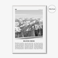 Beaver Creek Print Black and White, Beaver Creek Wall Art, Beaver Creek Poster, Beaver Creek Photo, Beaver Creek Map, Colorado, USA