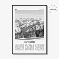 Beaver Creek Print Black and White, Beaver Creek Wall Art, Beaver Creek Poster, Beaver Creek Photo, Beaver Creek Map, Colorado, USA