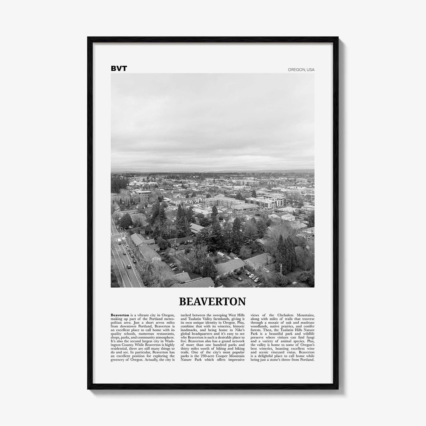 Beaverton Print Black and White, Beaverton Wall Art, Beaverton Poster, Beaverton Photo, Beaverton Wall Décor, Beaverton Map, Oregon, USA