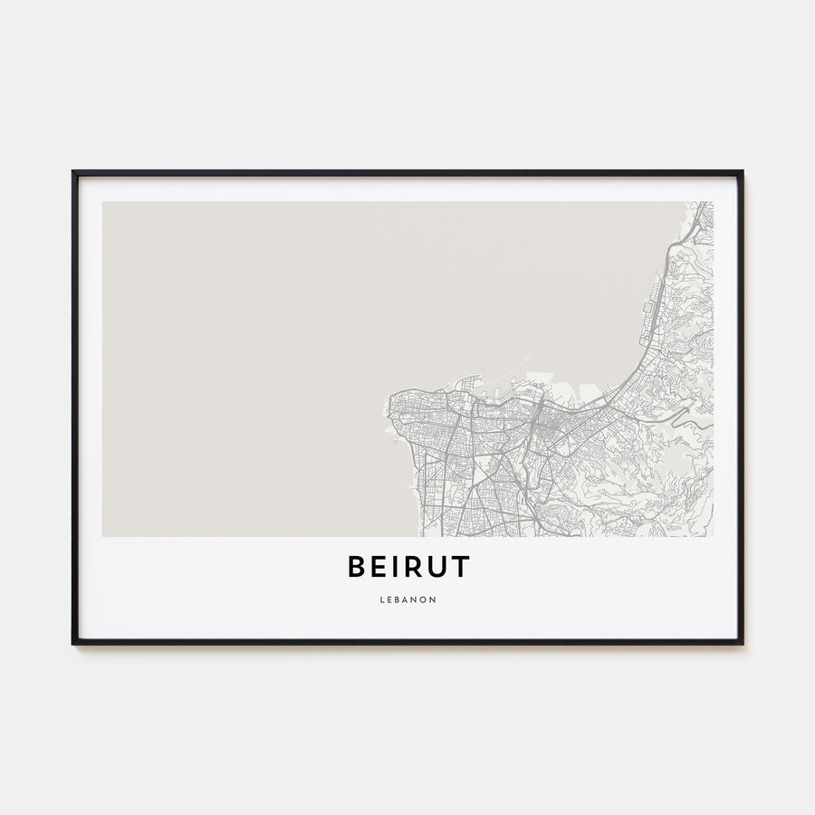Beirut Map Landscape Poster