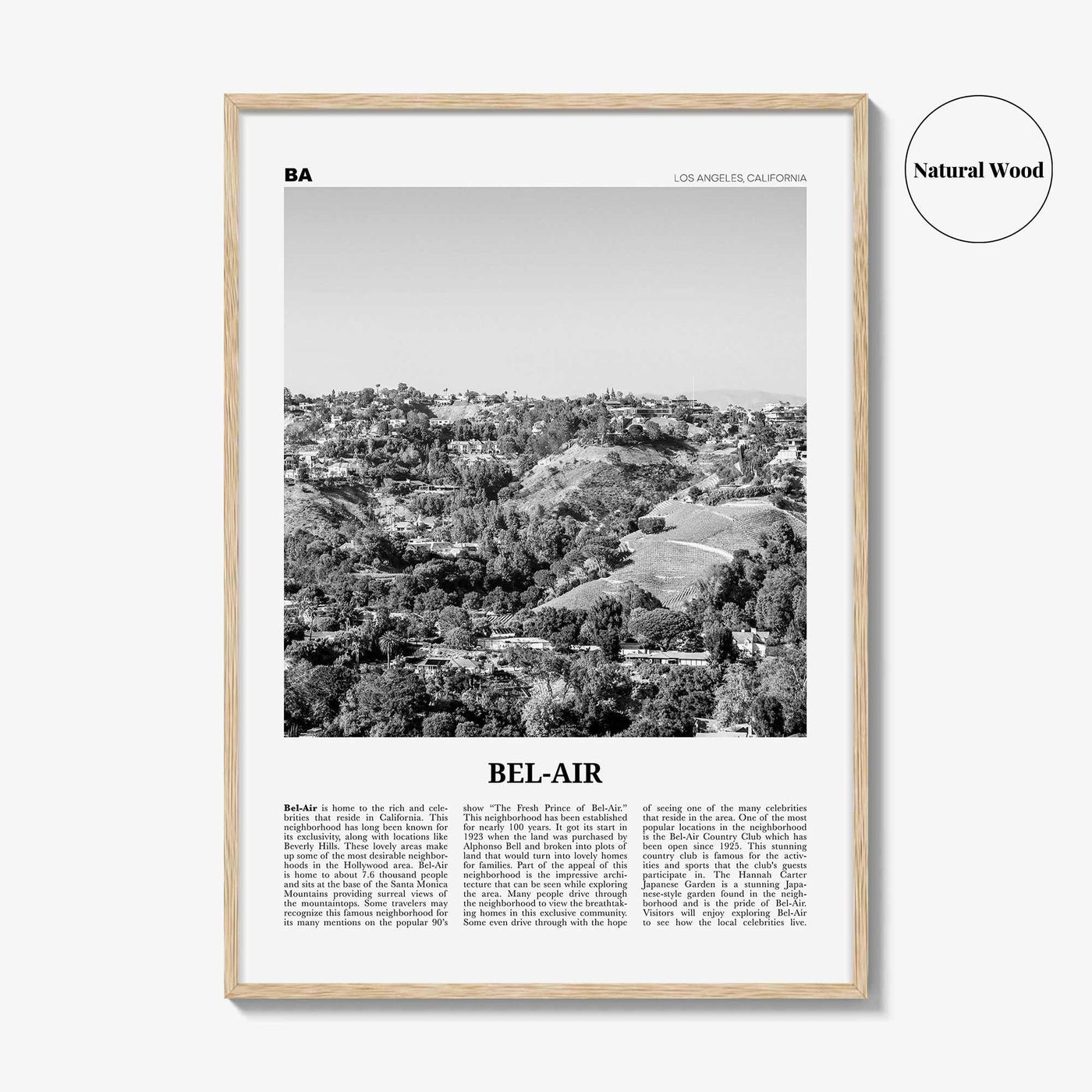 Bel Air Print Black and White, Bel-Air Wall Art, Bel-Air Poster, Bel-Air Photo, Bel-Air Wall Décor, Bel-Air Map, Los Angeles, California