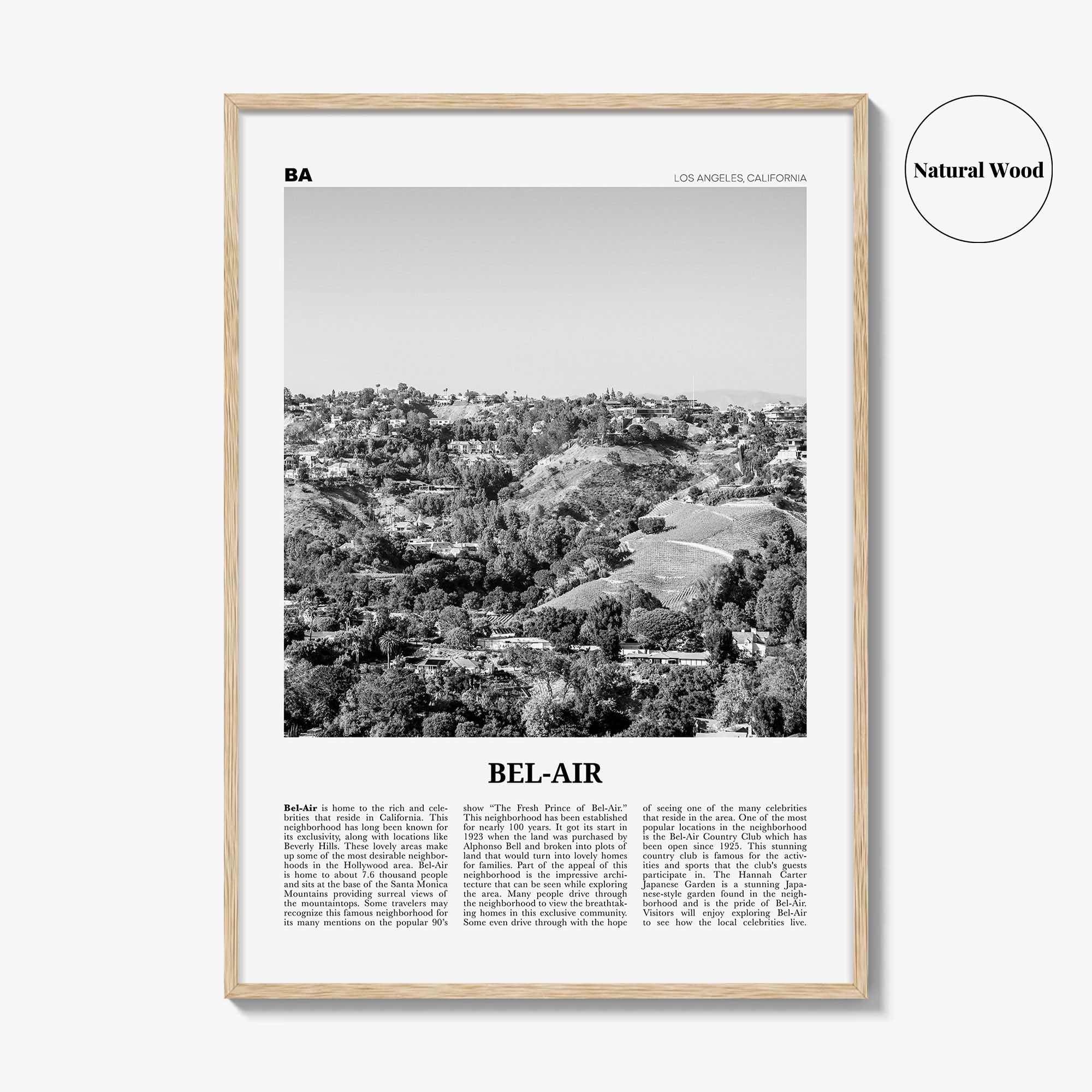 Bel Air Print Black and White, Bel-Air Wall Art, Bel-Air Poster, Bel-Air Photo, Bel-Air Wall Décor, Bel-Air Map, Los Angeles, California