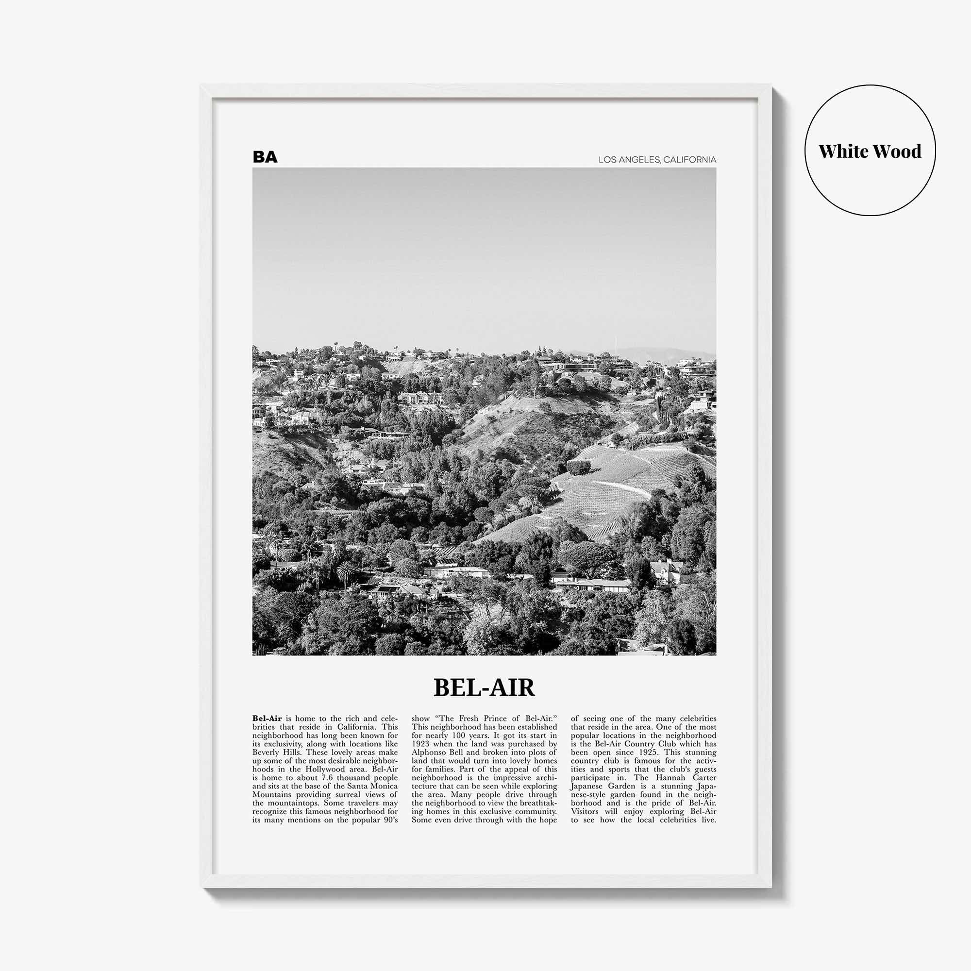 Bel Air Print Black and White, Bel-Air Wall Art, Bel-Air Poster, Bel-Air Photo, Bel-Air Wall Décor, Bel-Air Map, Los Angeles, California