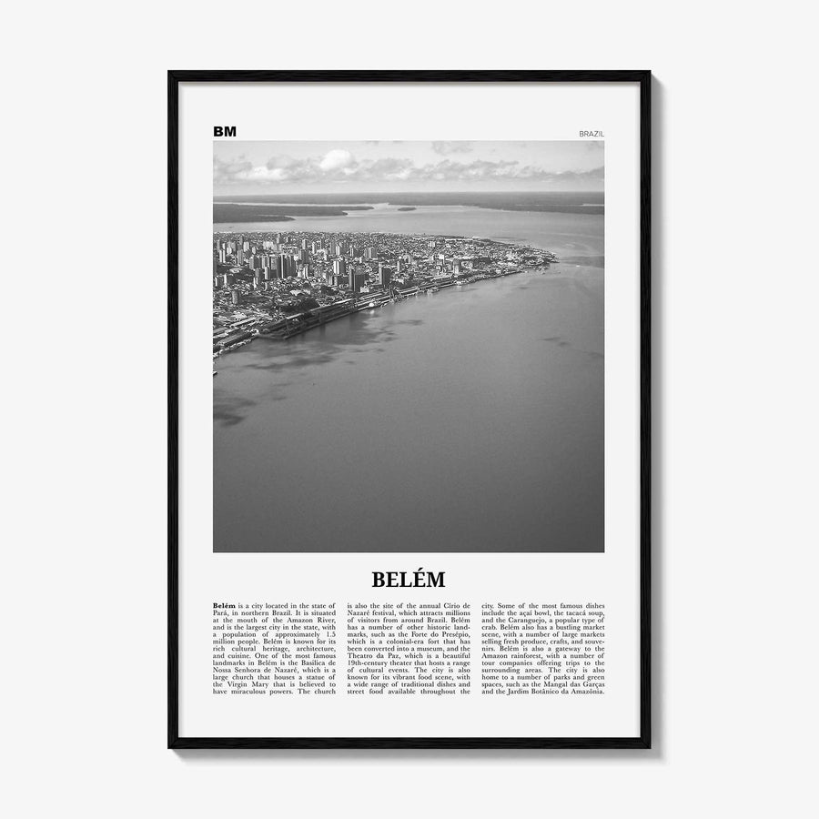 Belem Print Black and White No 1, Belem Wall Art, Belem Poster, Belem Photo, Belem Wall Décor, Belem Map, Brazil