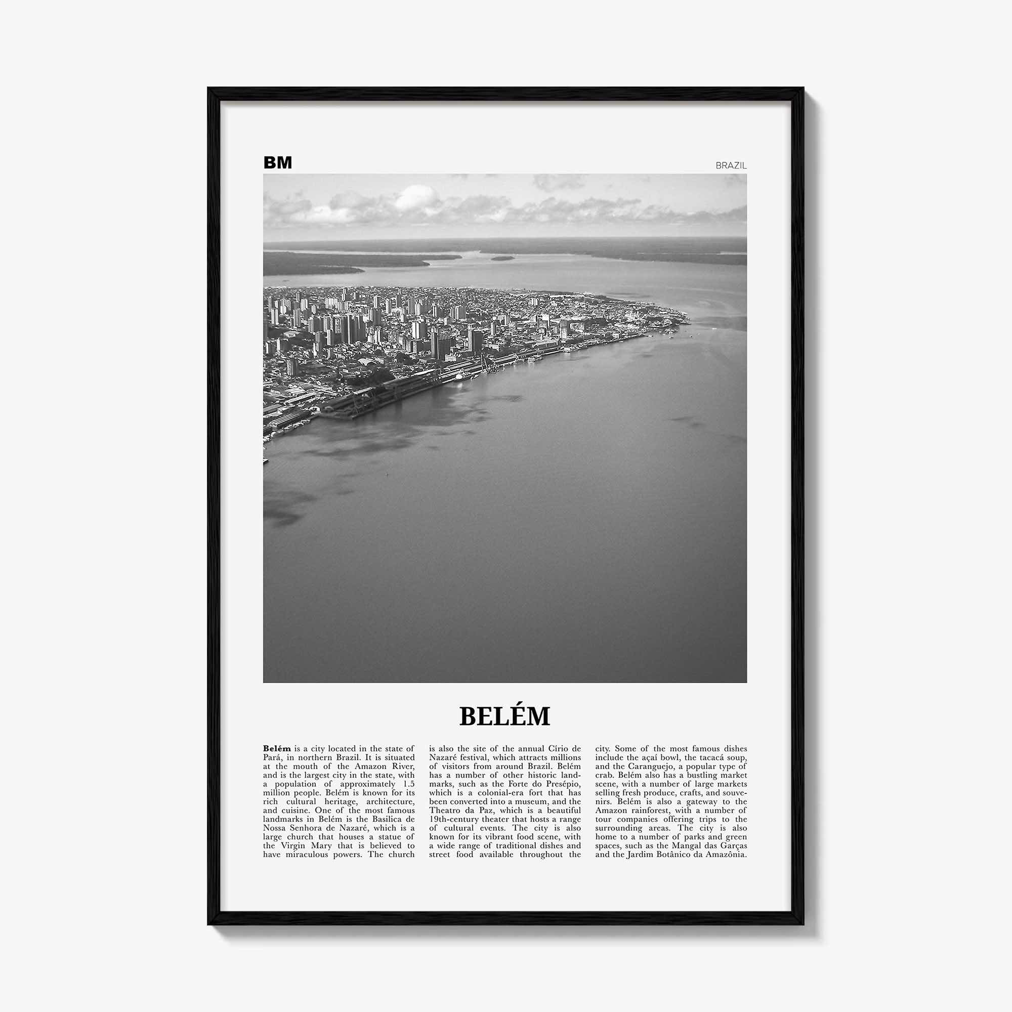 Belem Print Black and White No 1, Belem Wall Art, Belem Poster, Belem Photo, Belem Wall Décor, Belem Map, Brazil