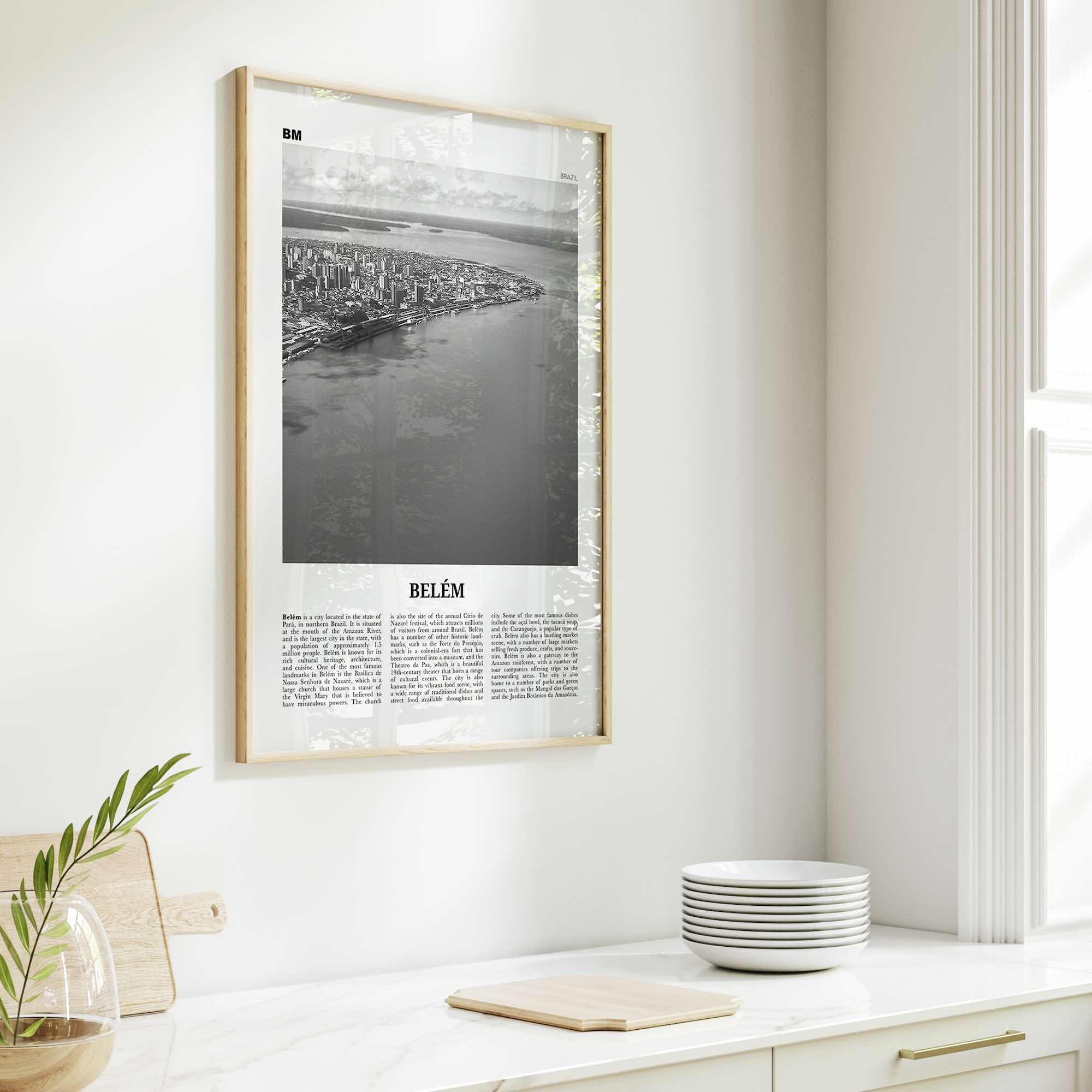 Belem Print Black and White No 1, Belem Wall Art, Belem Poster, Belem Photo, Belem Wall Décor, Belem Map, Brazil