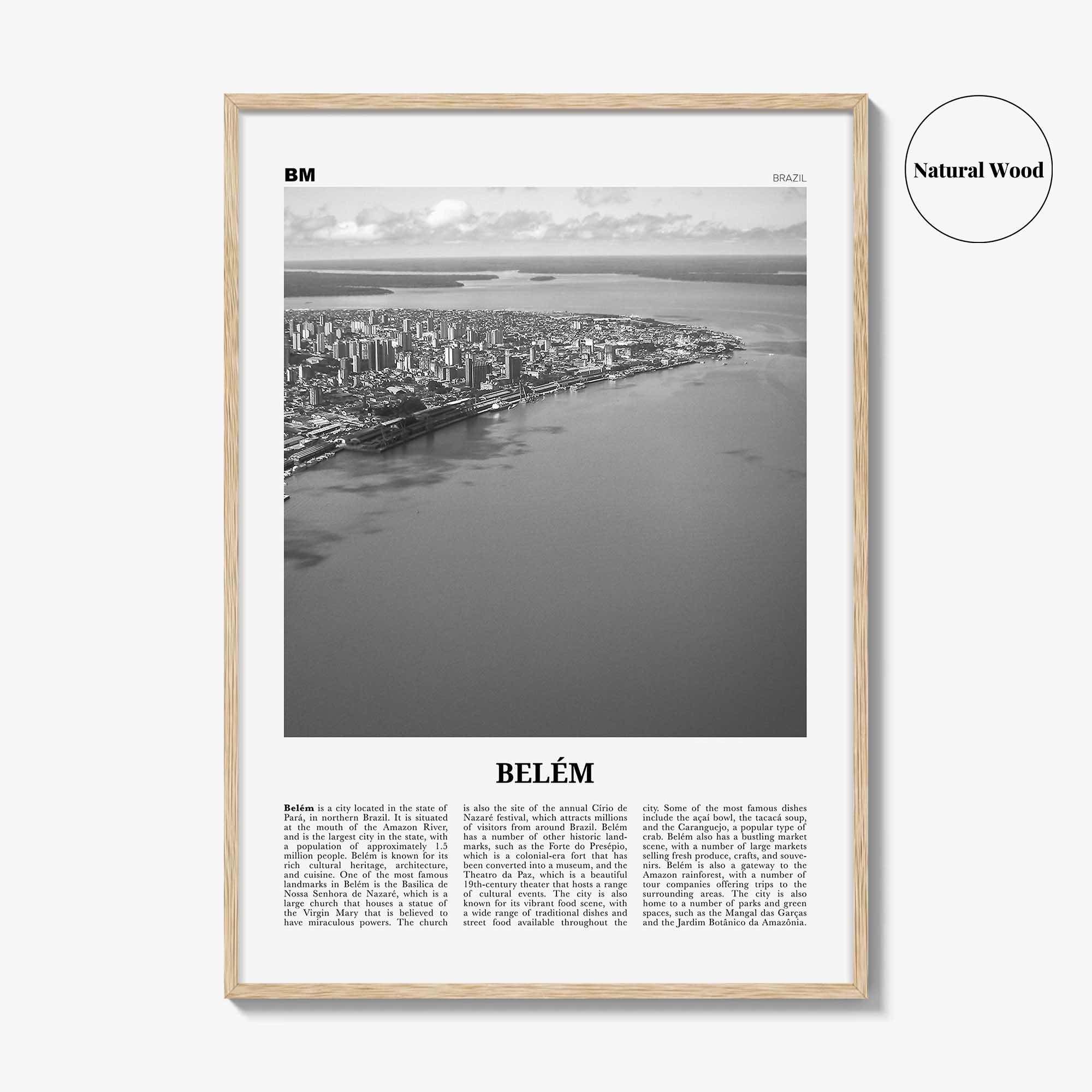 Belem Print Black and White No 1, Belem Wall Art, Belem Poster, Belem Photo, Belem Wall Décor, Belem Map, Brazil