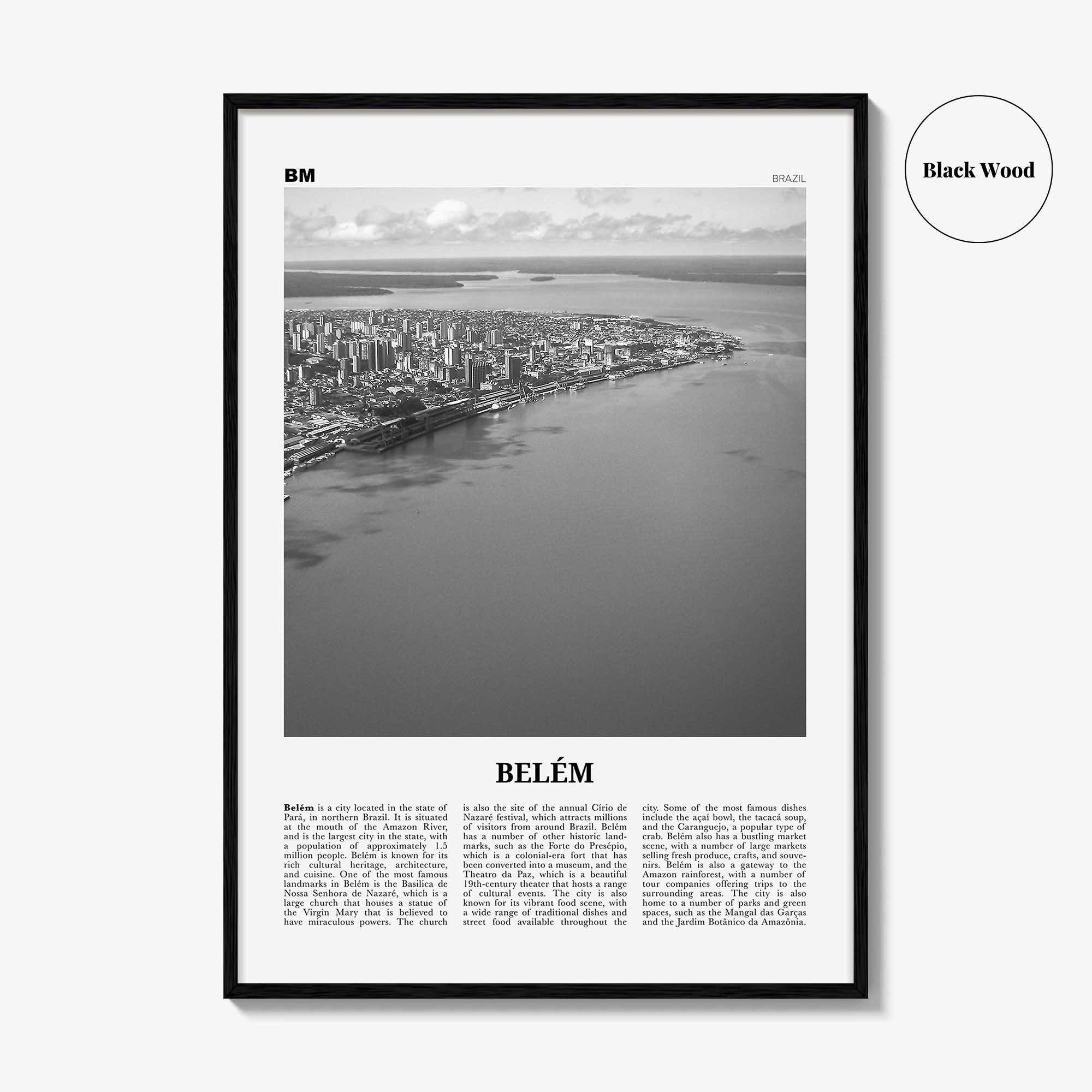 Belem Print Black and White No 1, Belem Wall Art, Belem Poster, Belem Photo, Belem Wall Décor, Belem Map, Brazil