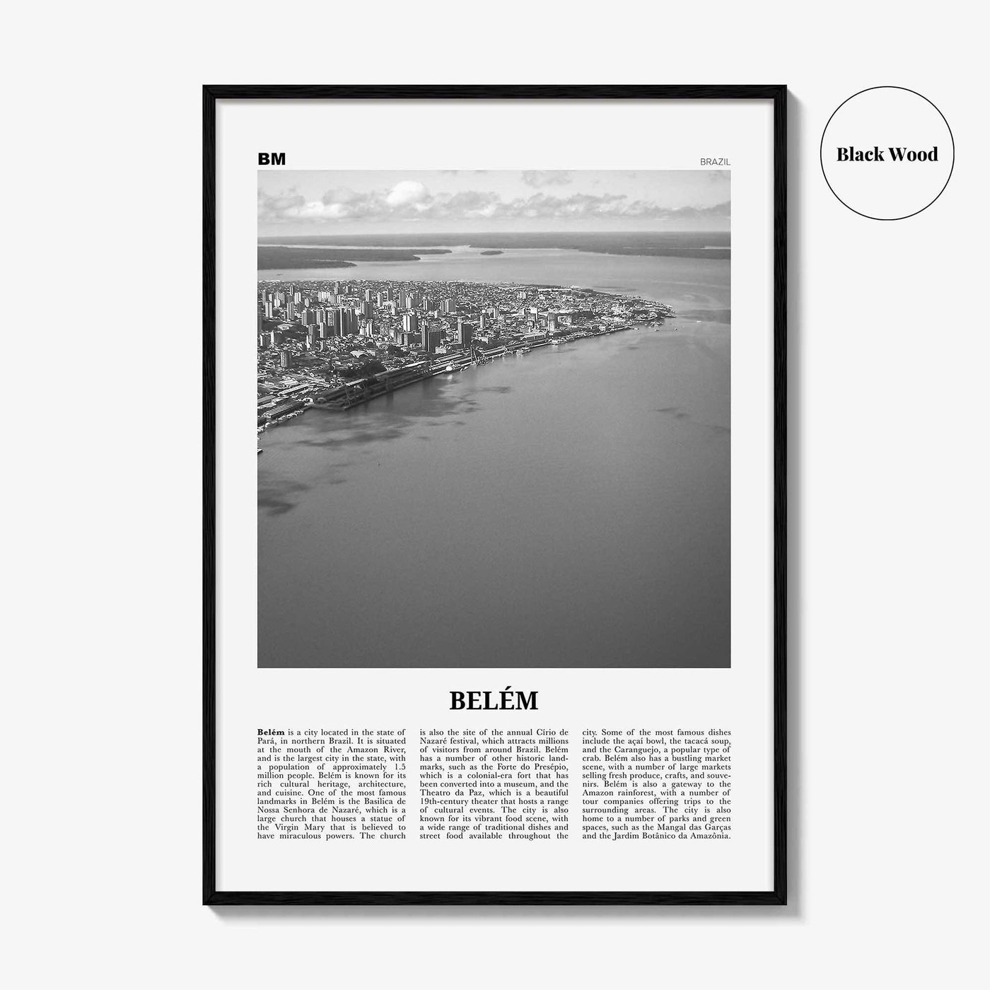 Belem Print Black and White No 1, Belem Wall Art, Belem Poster, Belem Photo, Belem Wall Décor, Belem Map, Brazil
