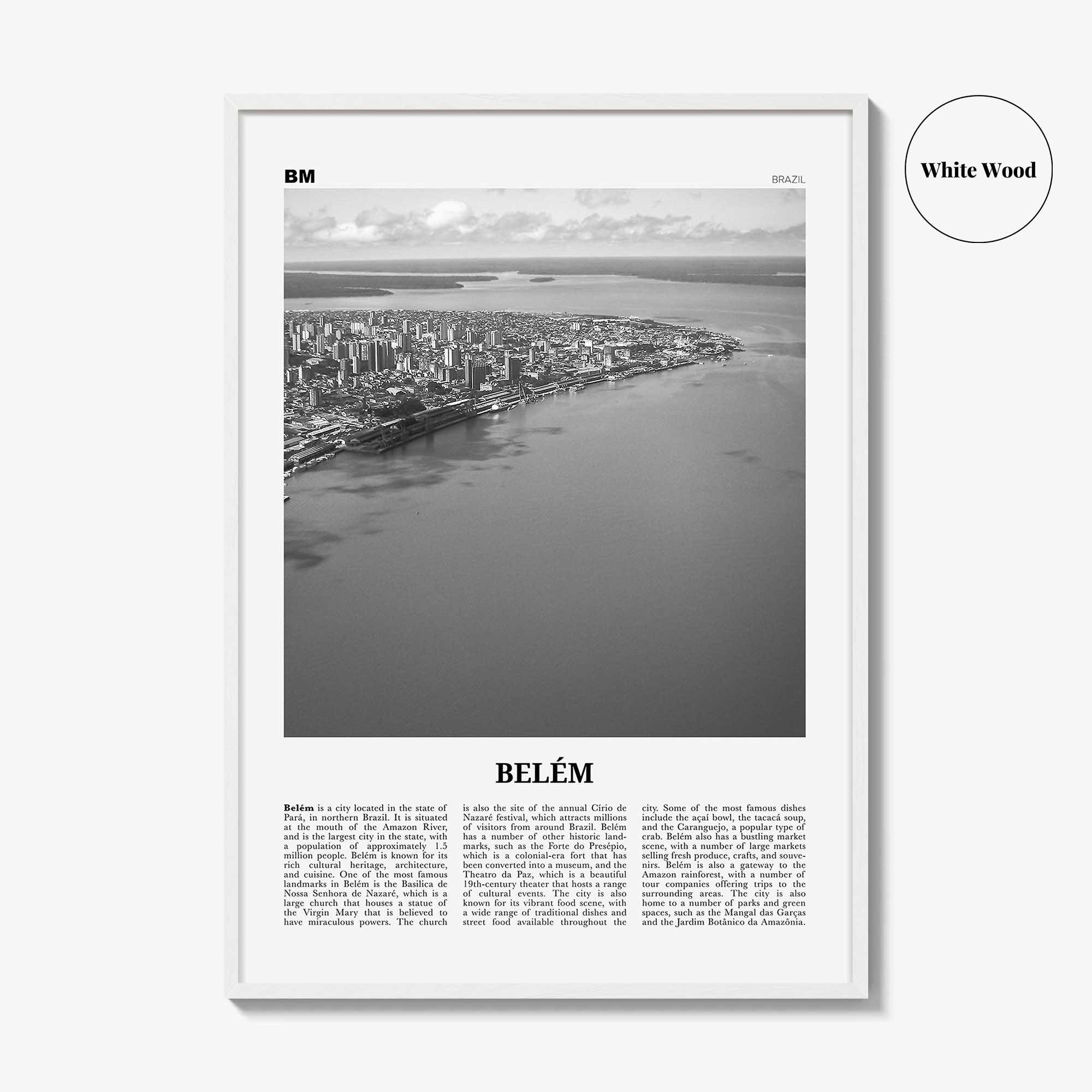 Belem Print Black and White No 1, Belem Wall Art, Belem Poster, Belem Photo, Belem Wall Décor, Belem Map, Brazil