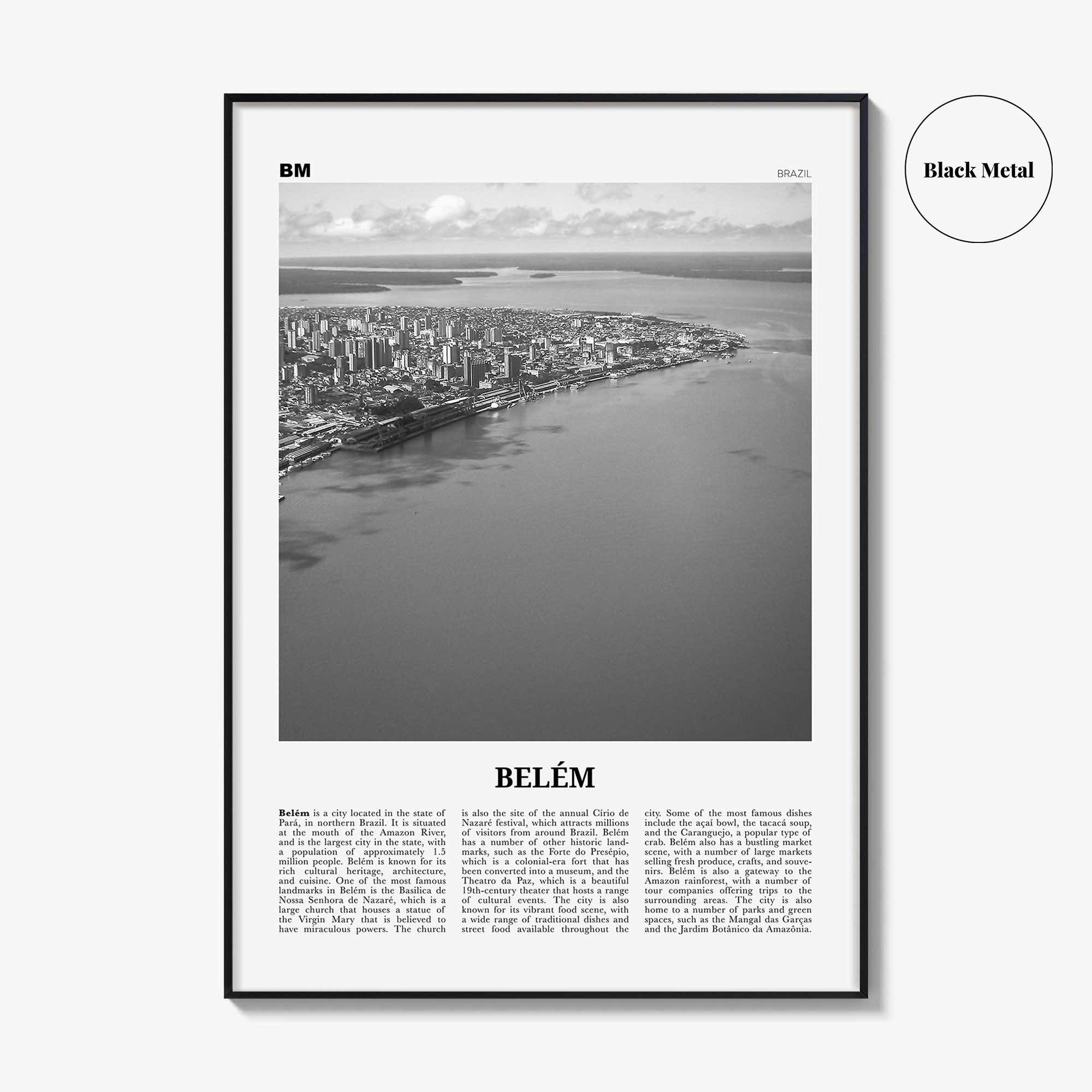 Belem Print Black and White No 1, Belem Wall Art, Belem Poster, Belem Photo, Belem Wall Décor, Belem Map, Brazil