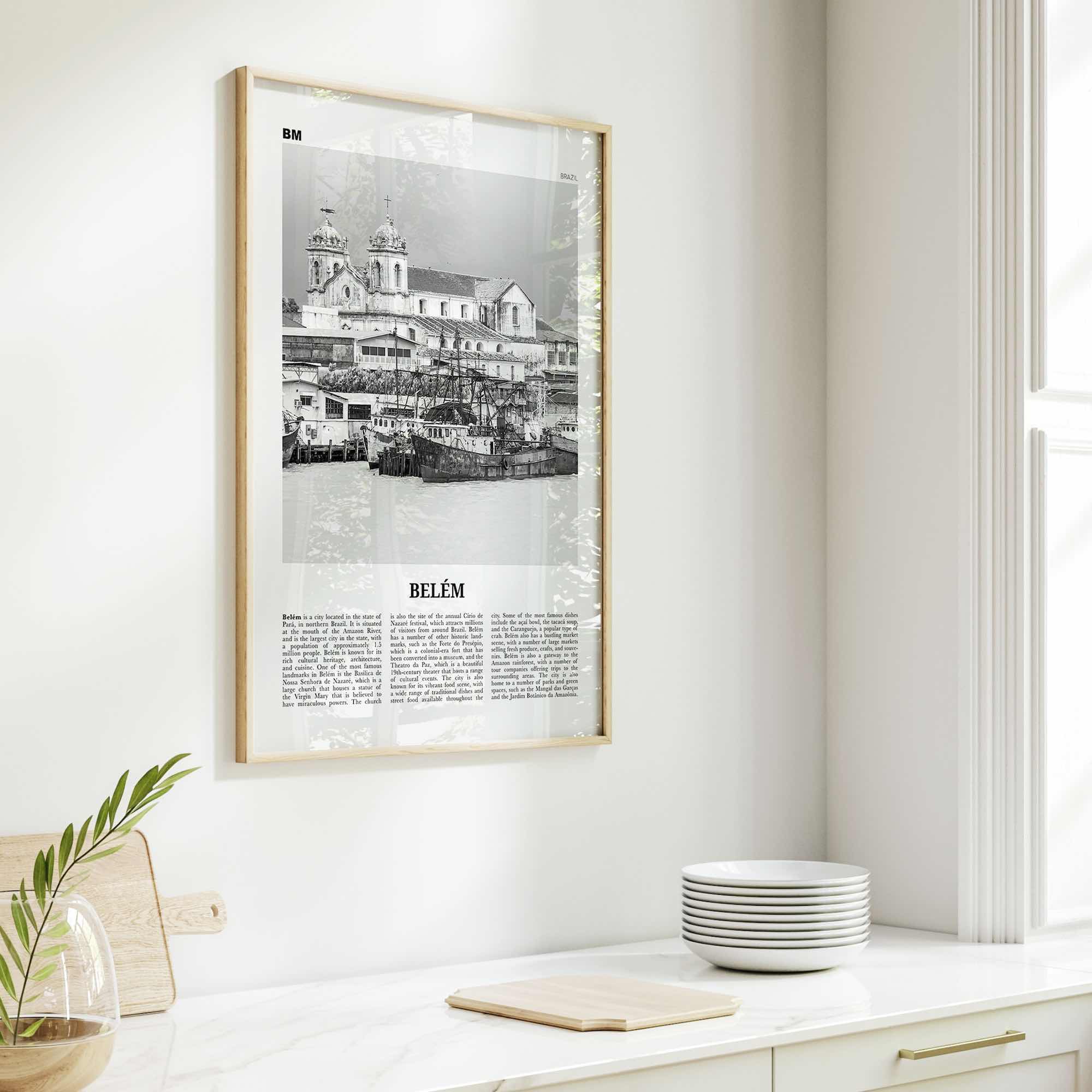 Belem Print Black and White No 2, Belem Wall Art, Belem Poster, Belem Photo, Belem Wall Decor, Belem Map, Brazil