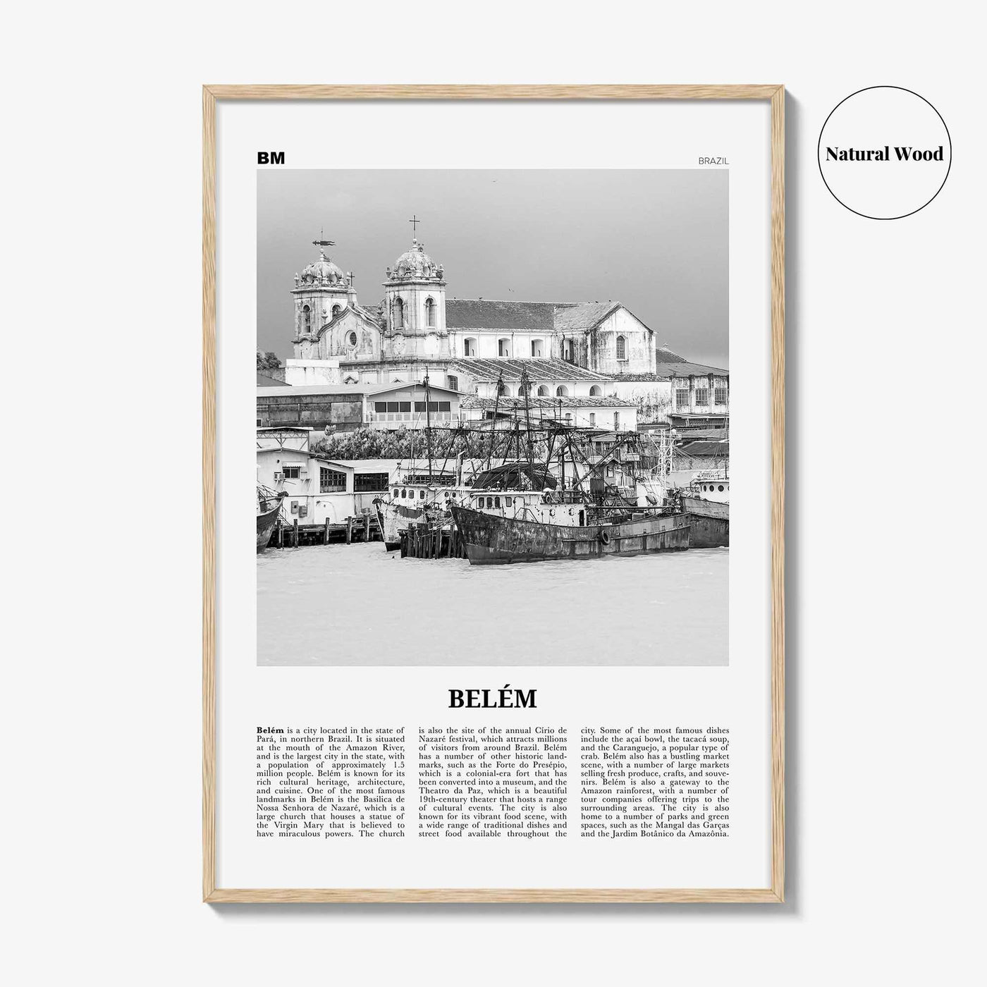 Belem Print Black and White No 2, Belem Wall Art, Belem Poster, Belem Photo, Belem Wall Decor, Belem Map, Brazil