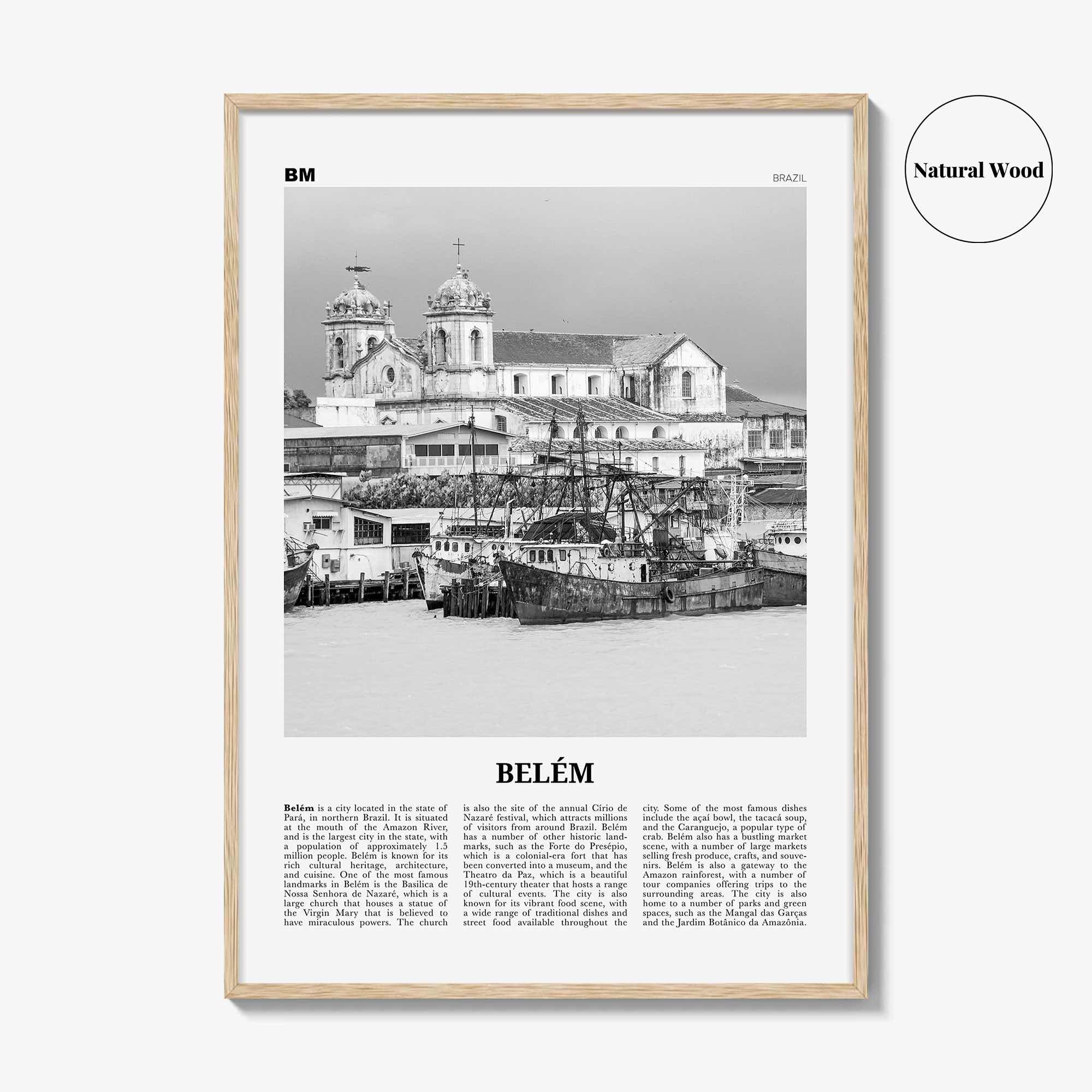 Belem Print Black and White No 2, Belem Wall Art, Belem Poster, Belem Photo, Belem Wall Decor, Belem Map, Brazil