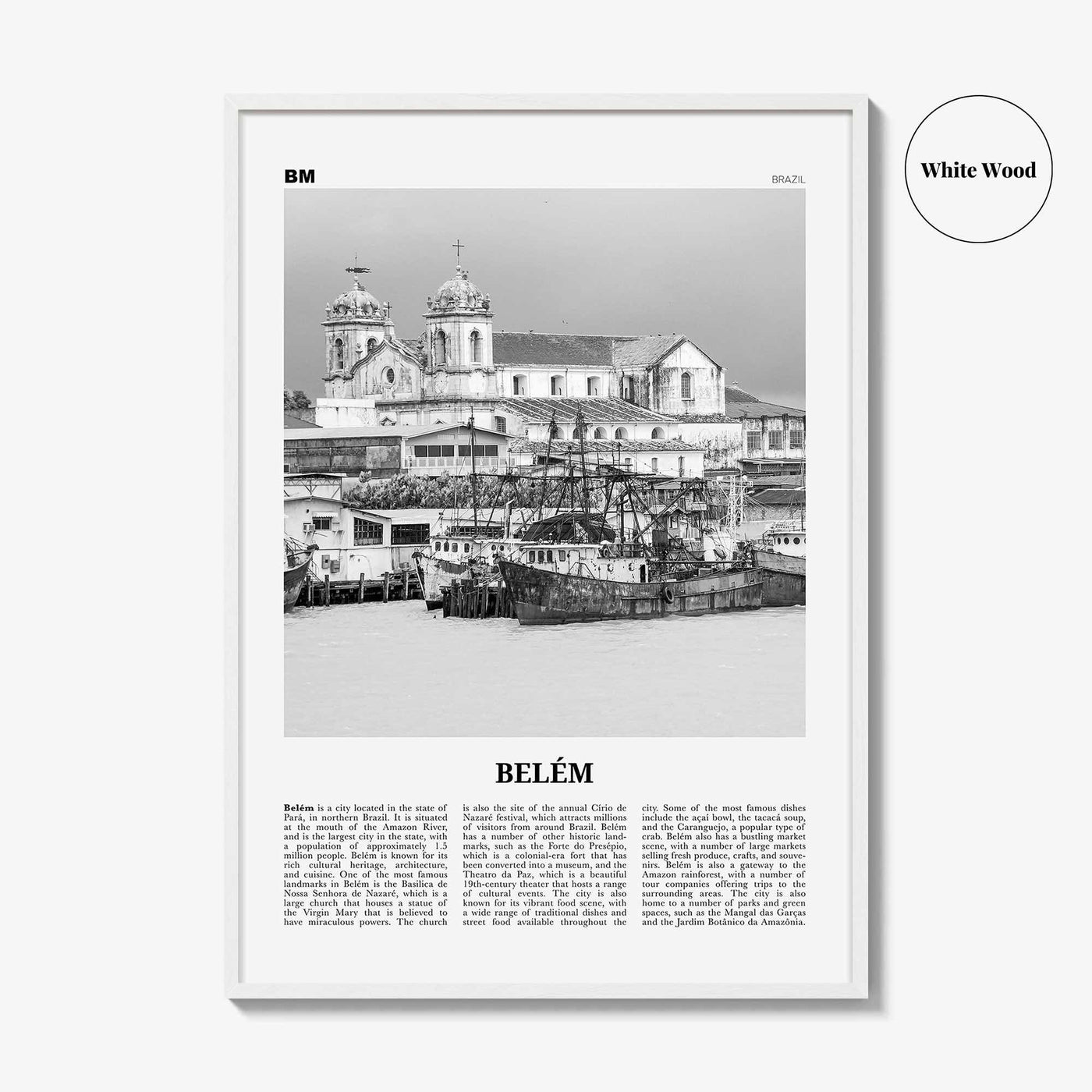 Belem Print Black and White No 2, Belem Wall Art, Belem Poster, Belem Photo, Belem Wall Decor, Belem Map, Brazil
