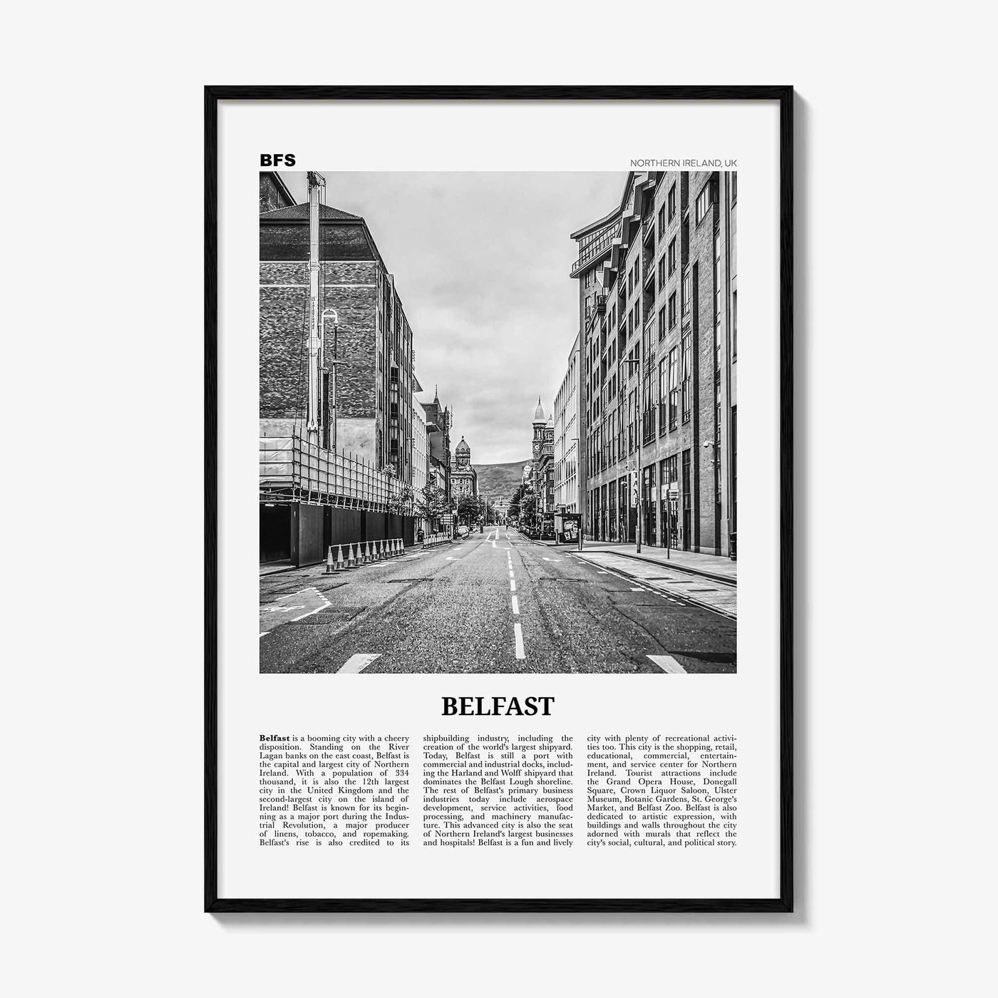 Belfast Print Black and White, Belfast Wall Art, Belfast Poster, Belfast Photo, Northern Ireland, UK, United Kingdom, Béal Feirste, Europe