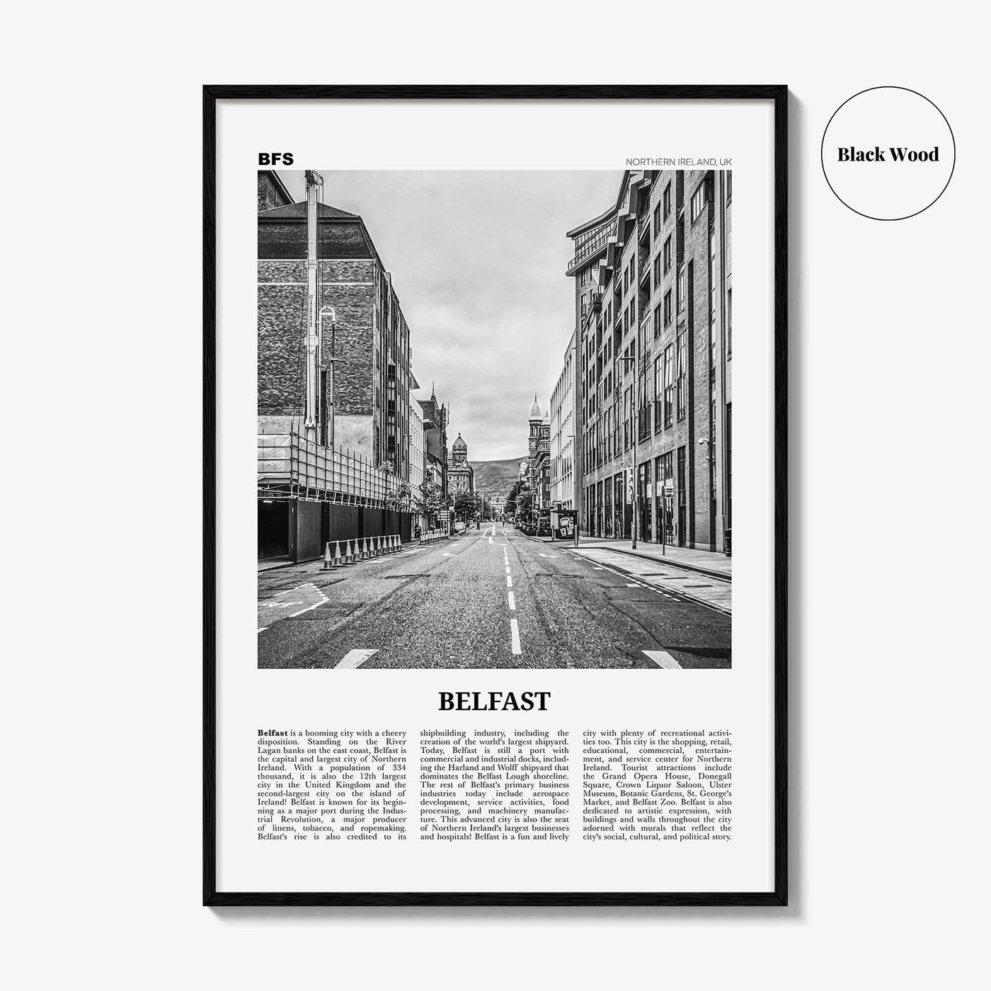 Belfast Print Black and White, Belfast Wall Art, Belfast Poster, Belfast Photo, Northern Ireland, UK, United Kingdom, Béal Feirste, Europe